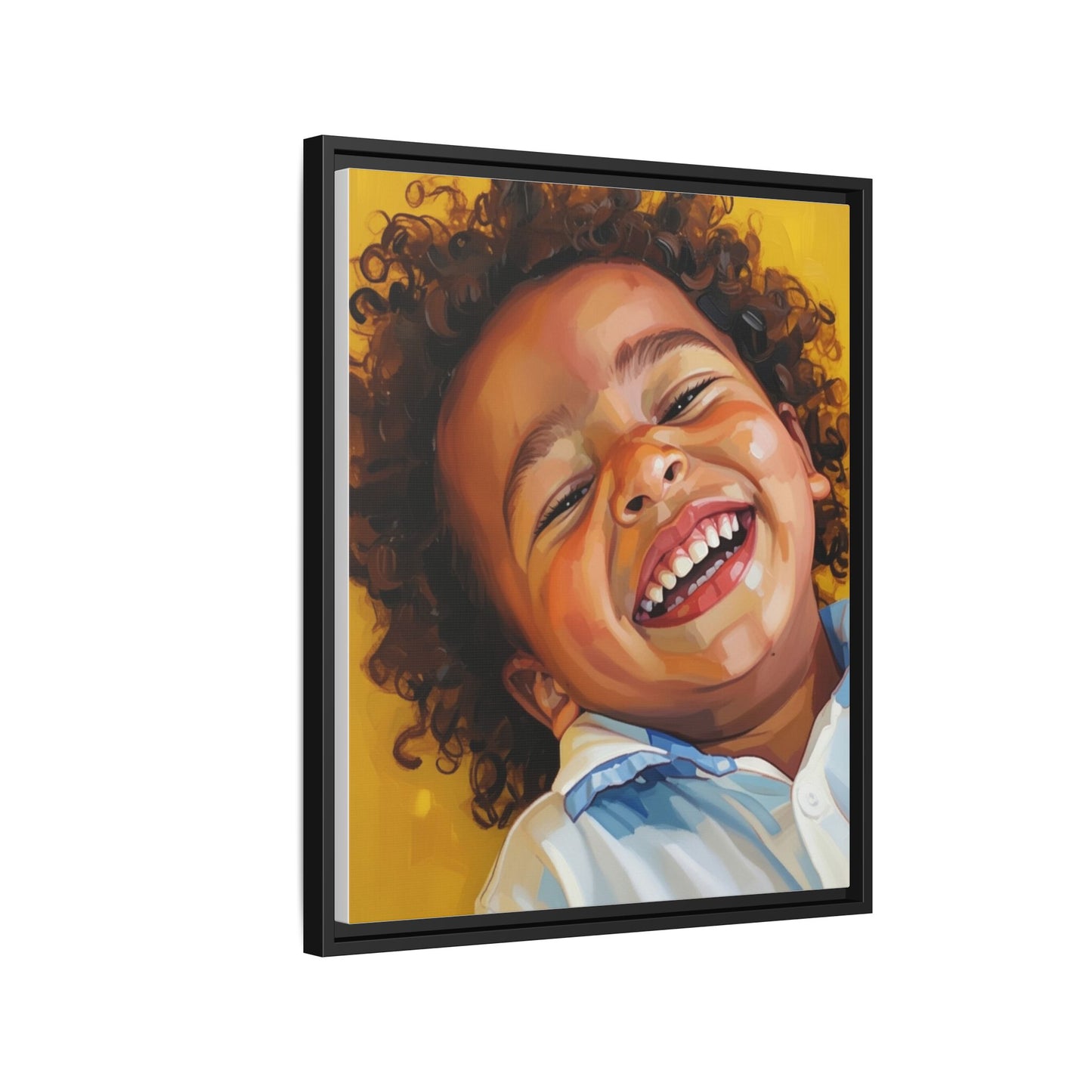 Framed Matte Canvas Print – Joyful Child Portrait, Colorful Nursery Wall Art