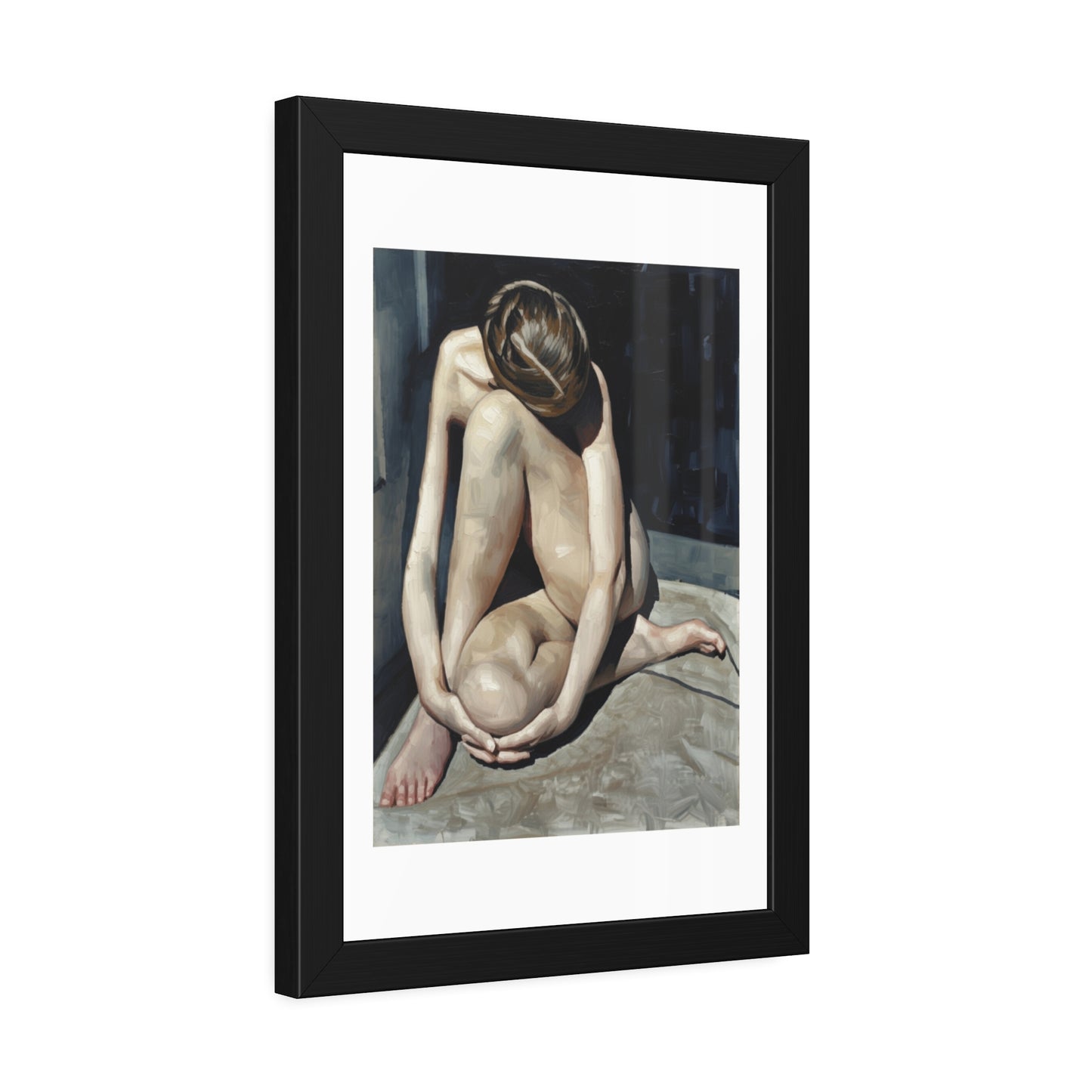 Framed Poster Contemplative Nude Figurative Art Print