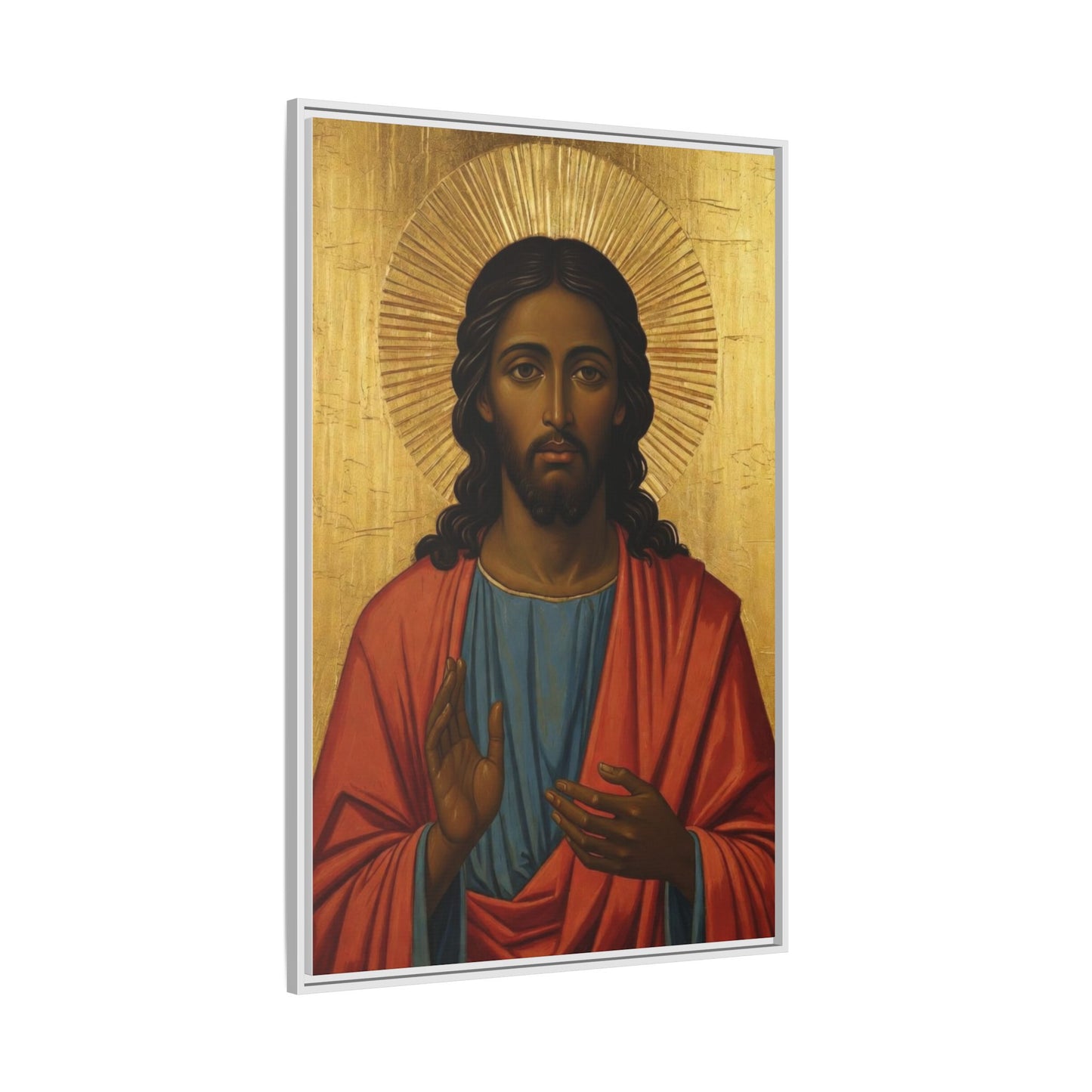 Framed Orthodox Christ Icon Matte Canvas — Religious Wall Art for Home, Church, or Prayer Corner
