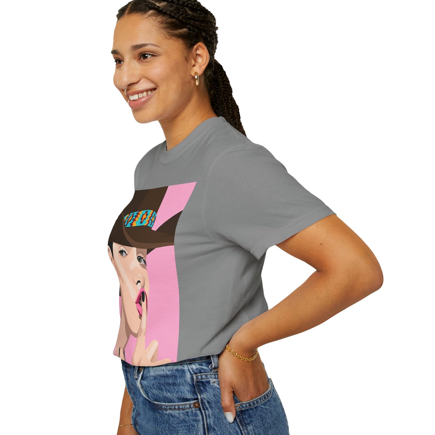 Cowgirl Pop Art T-Shirt — Pink 'Shh' Graphic Tee
