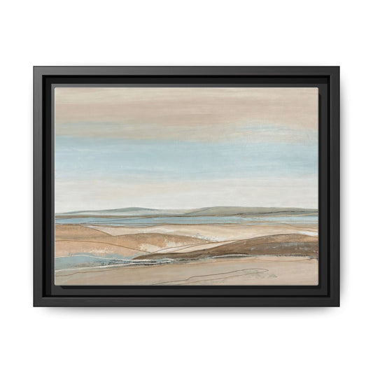 Framed Abstract Landscape Matte Canvas — Serene Coastal Horizon Wall Art