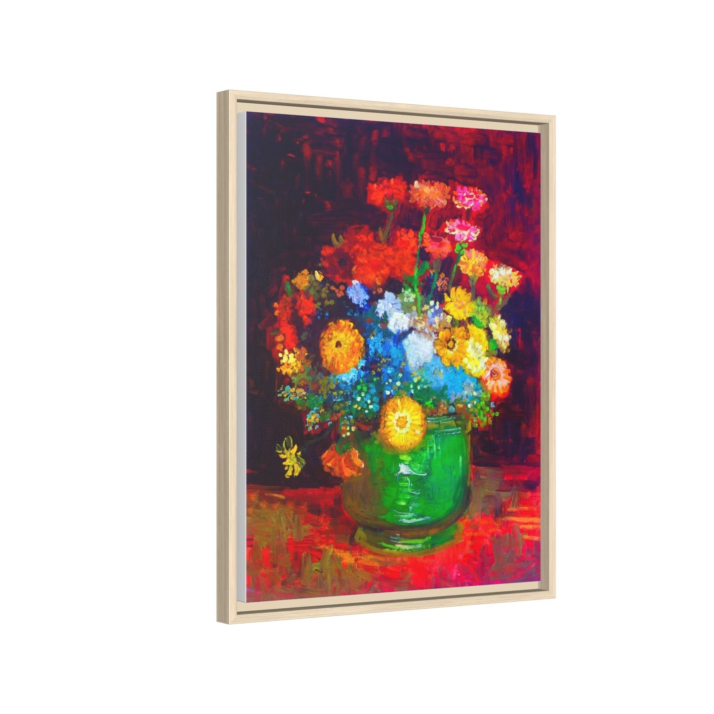 Framed Floral Canvas Print — Colorful Bouquet Wall Art