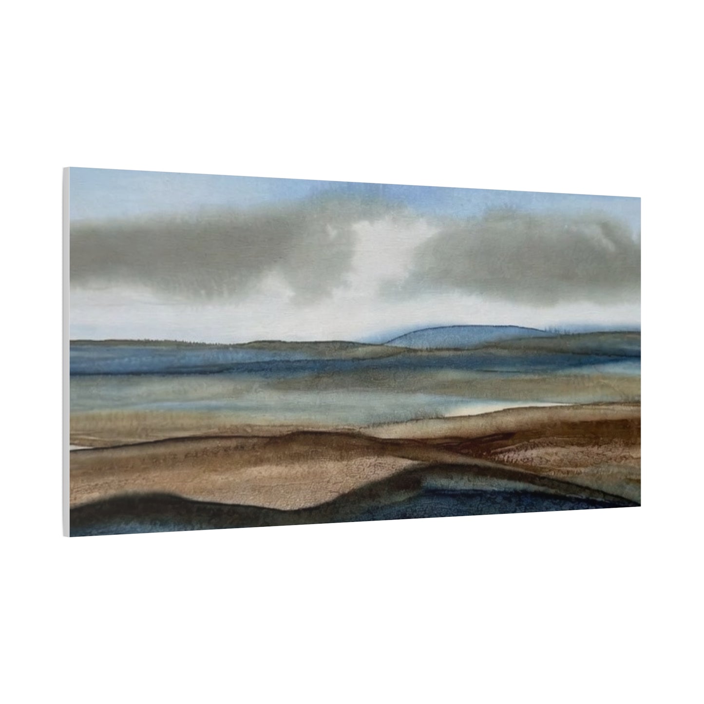 Coastal Mist Matte Canvas Print — Serene Blue-Brown Landscape Wall Art