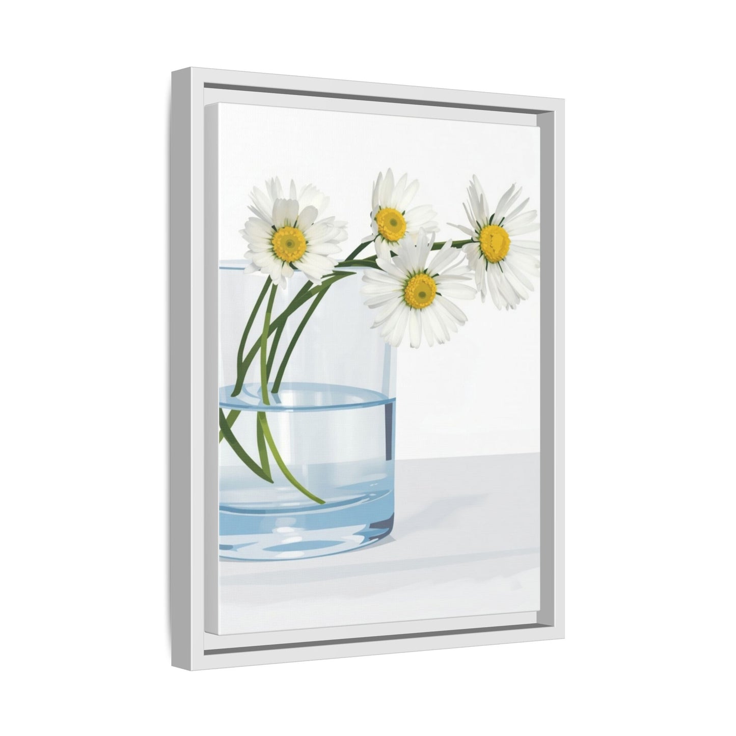 Framed Daisy Canvas Print — Minimal Botanical Wall Art