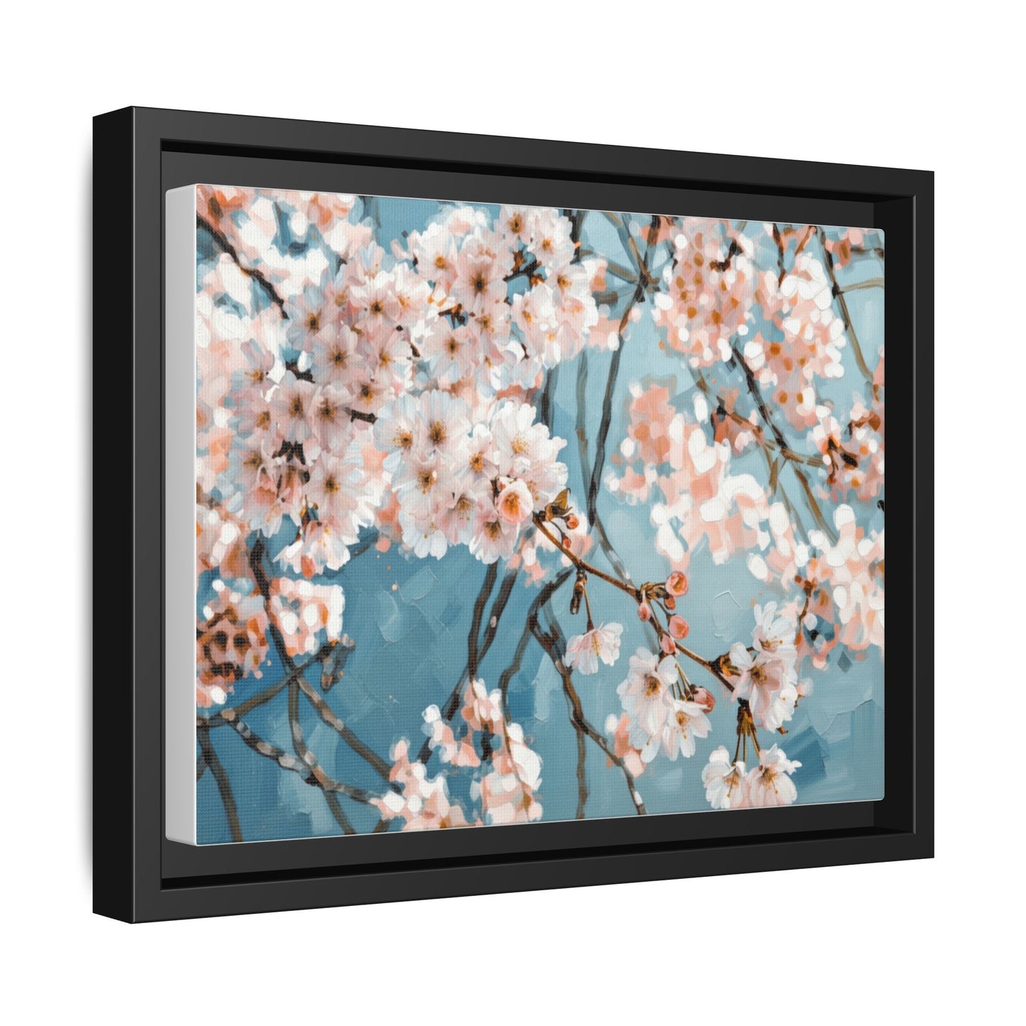 Framed Cherry Blossom Matte Canvas Print — Soft Pink Floral Wall Art