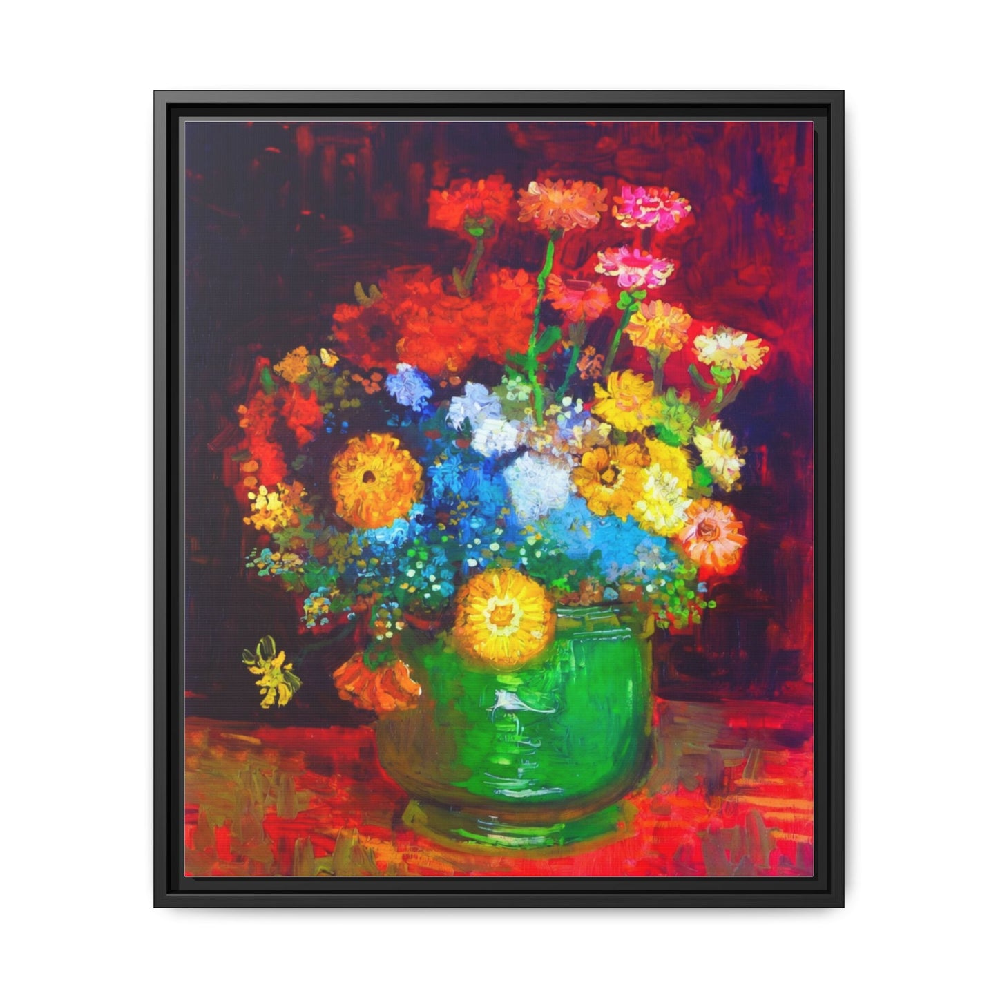 Framed Floral Canvas Print — Colorful Bouquet Wall Art