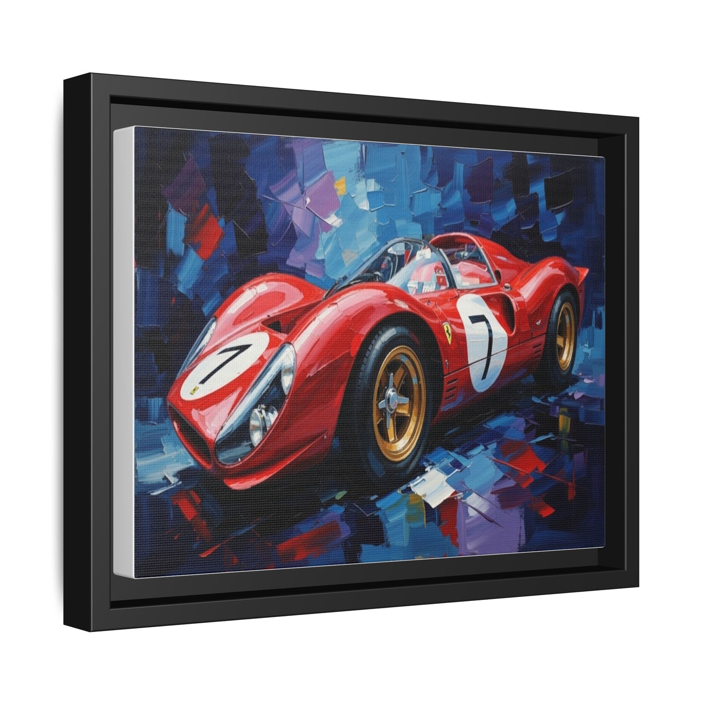 Vintage Ferrari Red Racecar Matte Canvas Framed Wall Art