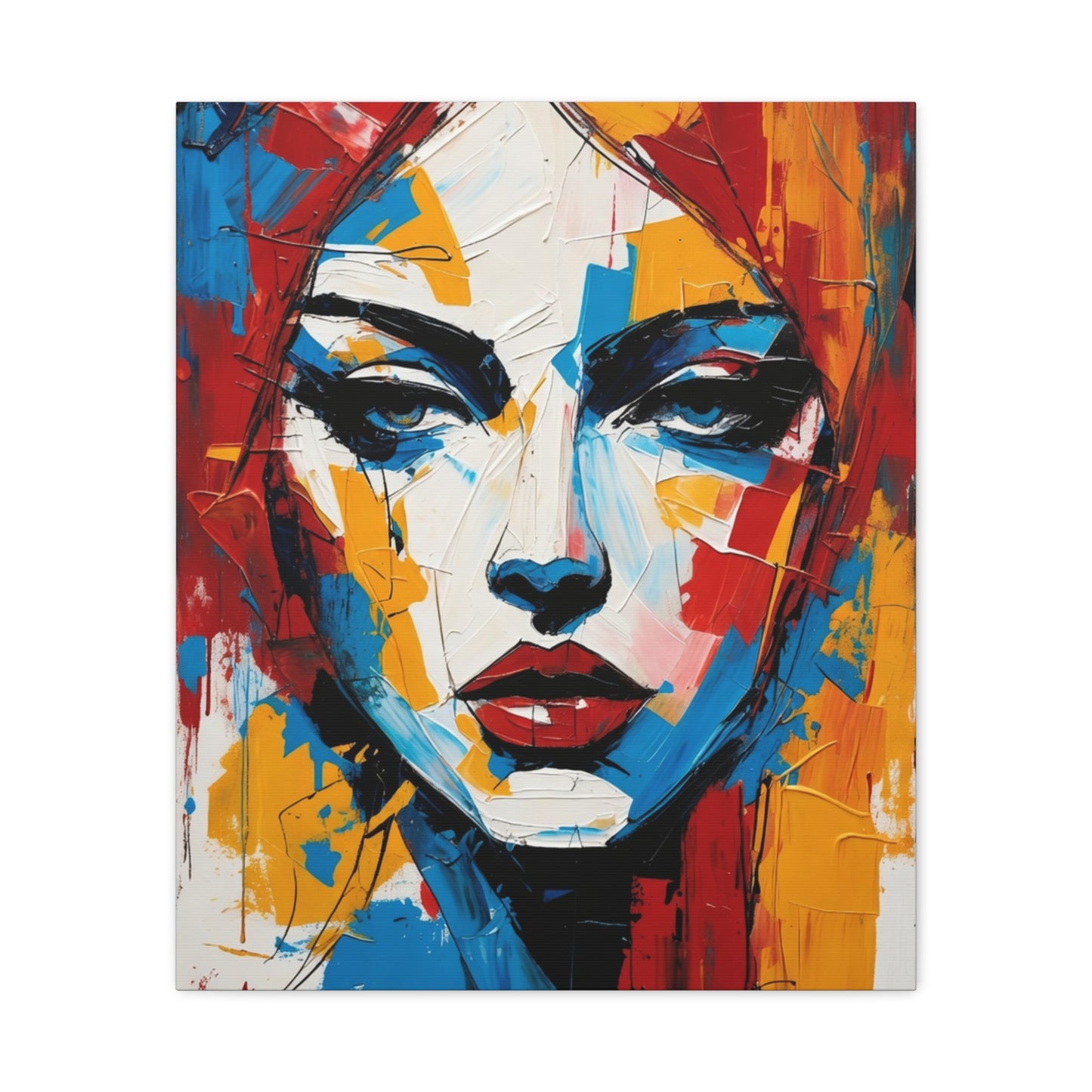 Abstract Portrait Canvas Print — Colorful Modern Woman Wall Art