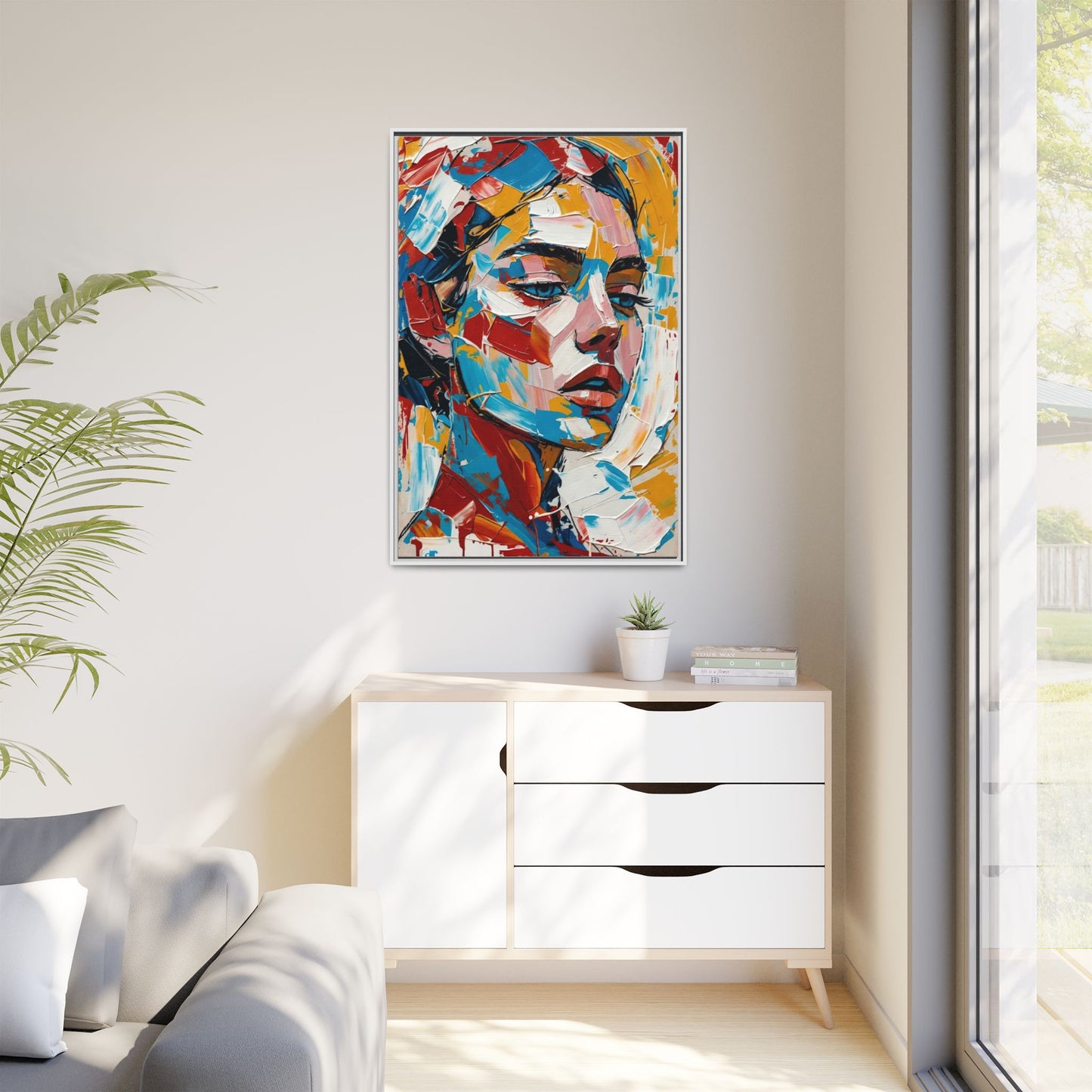 Colorful Abstract Portrait Framed Canvas Print