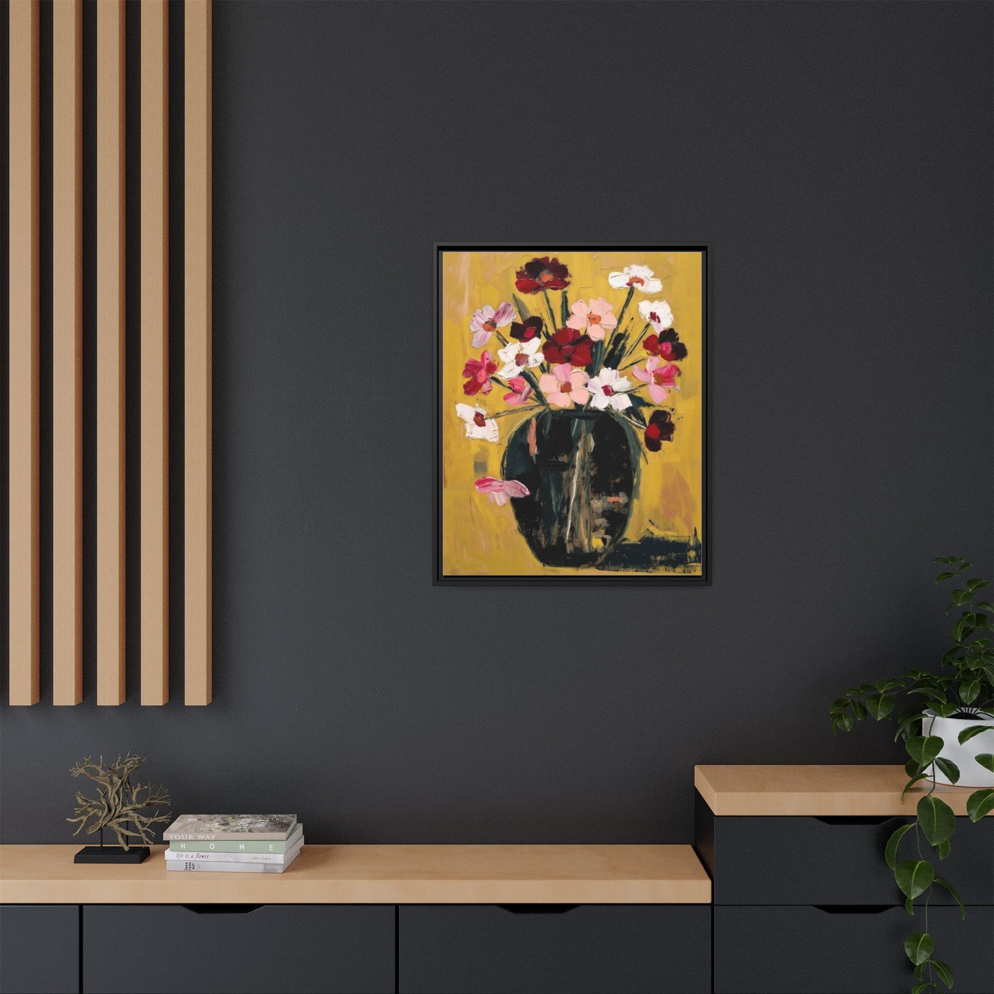 Framed Matte Canvas Floral Still Life Wall Art