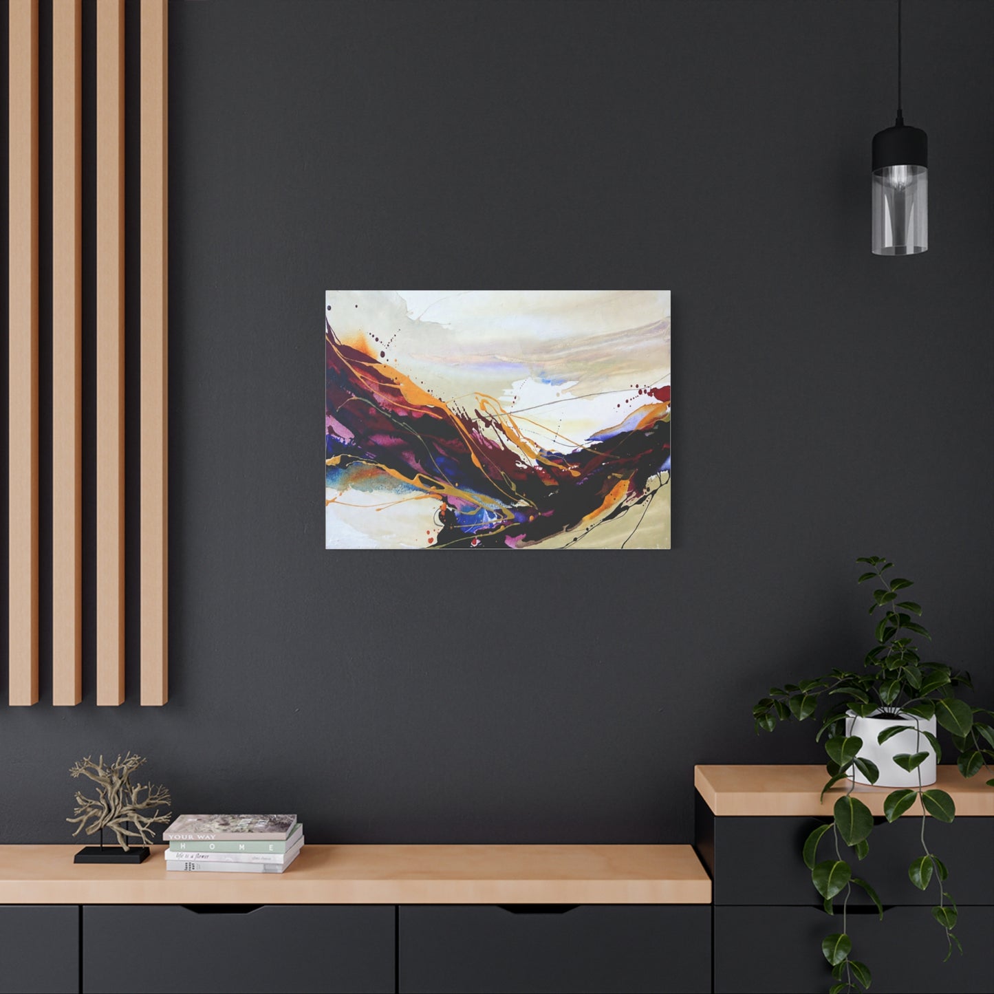 Abstract Color Flow Matte Stretched Canvas – Vibrant Modern Wall Art