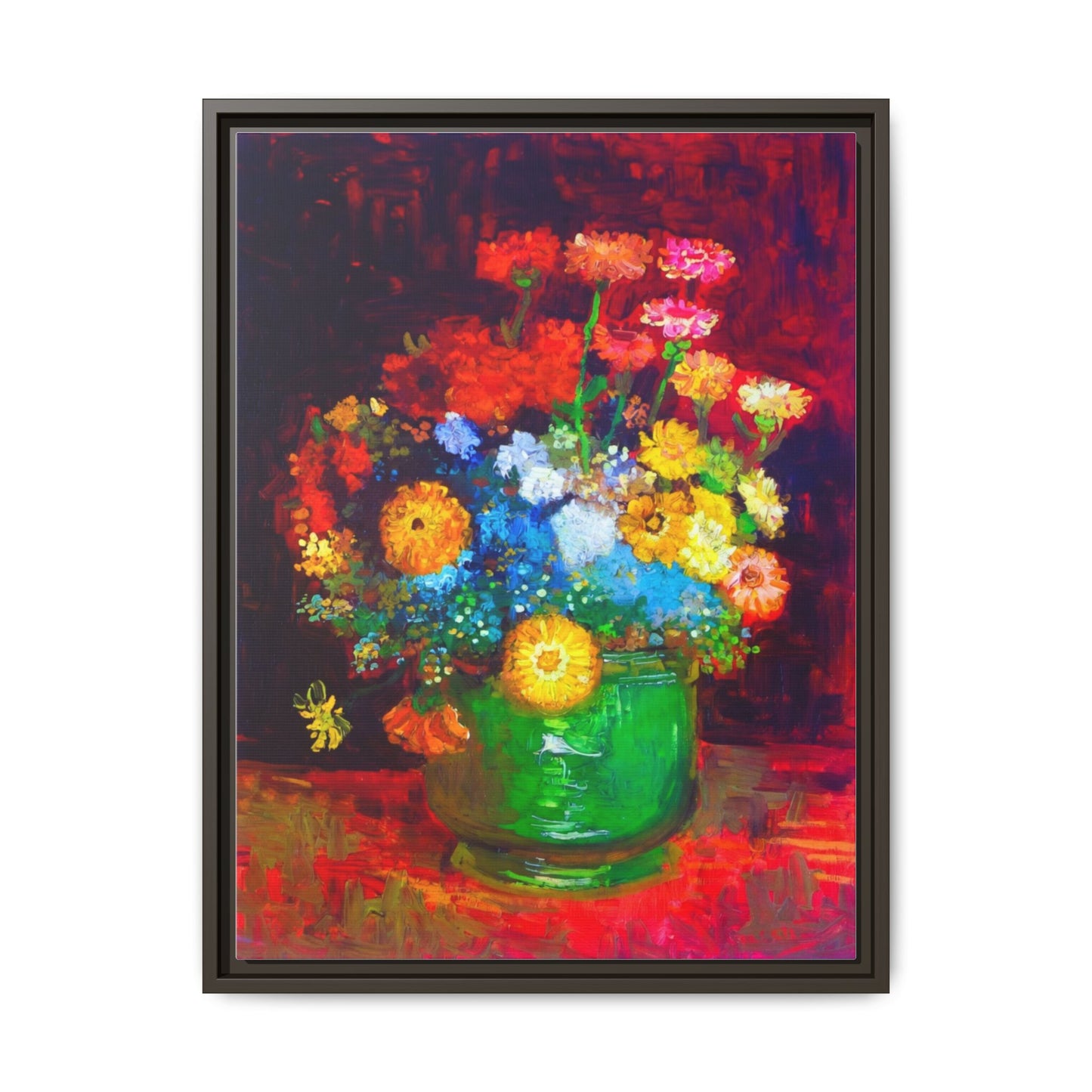 Framed Floral Canvas Print — Colorful Bouquet Wall Art