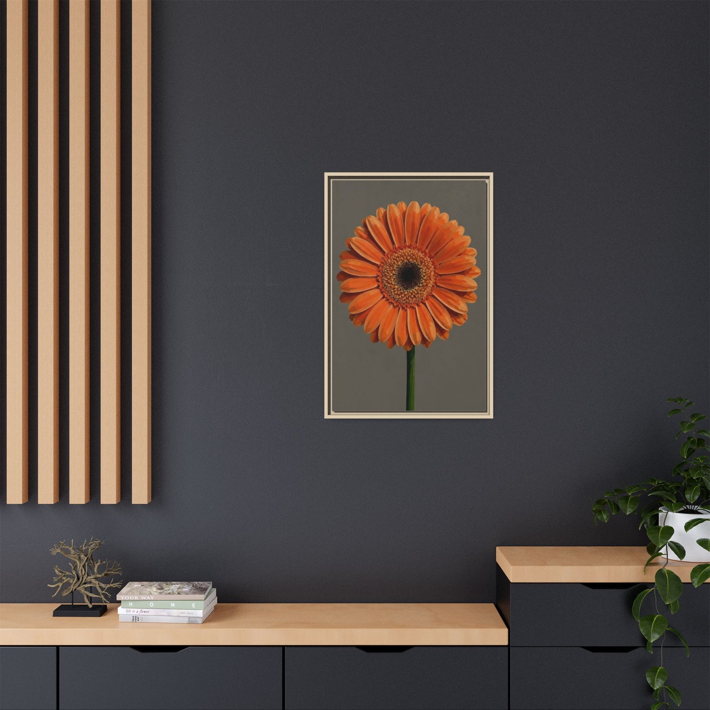 Orange Gerbera Daisy Matte Canvas Print (Framed)