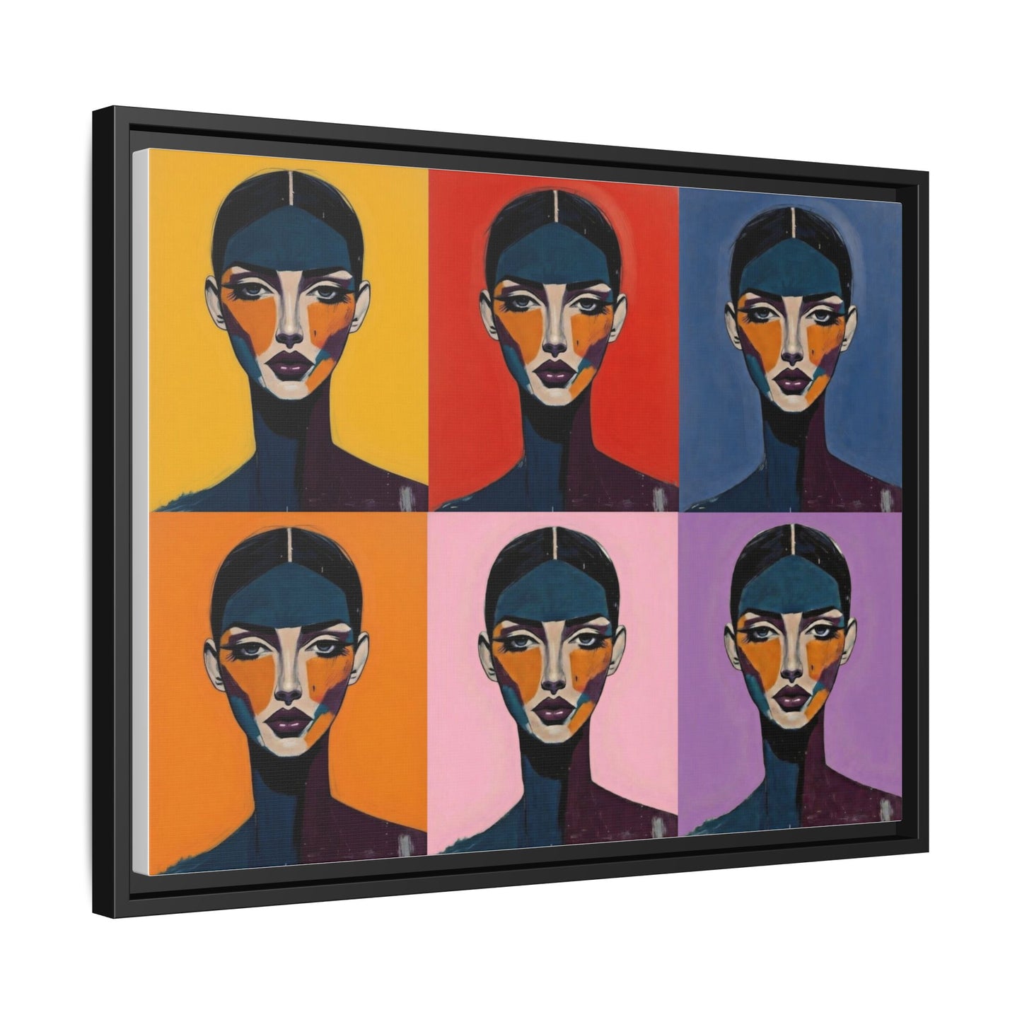 Pop Art Portrait Matte Canvas — Framed Multi-Color Wall Art