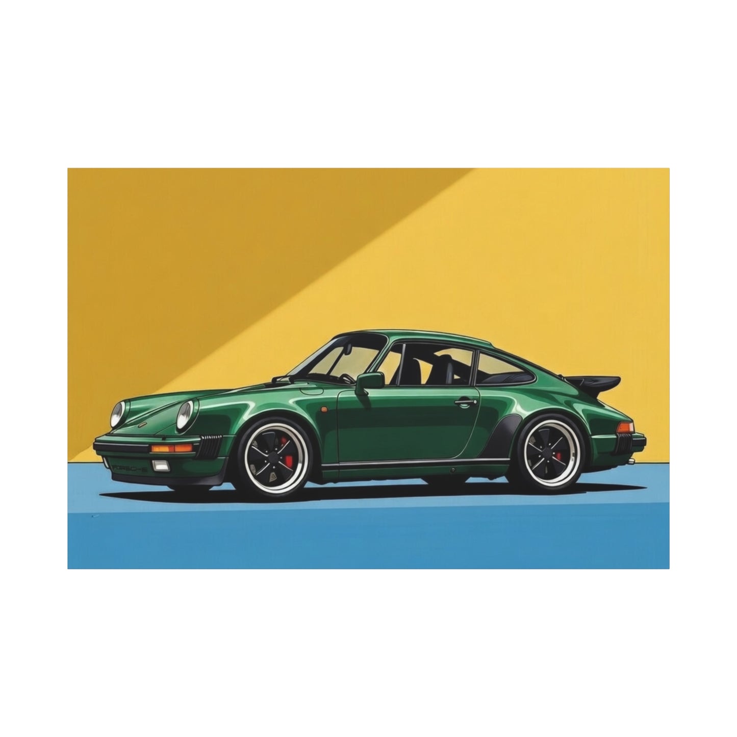 Vintage Green Porsche Art Print - Matte Stretched Canvas