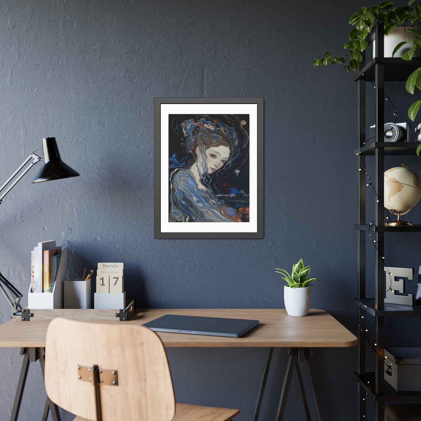Framed Art Print — Dreamy Blue Portrait Poster