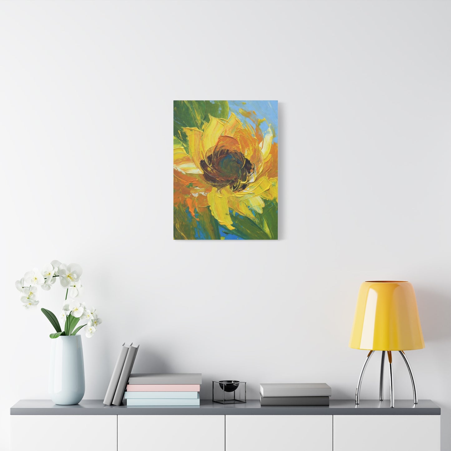 Sunflower Abstract Matte Canvas Wall Art — Bright Floral Painting on Stretched Canvas