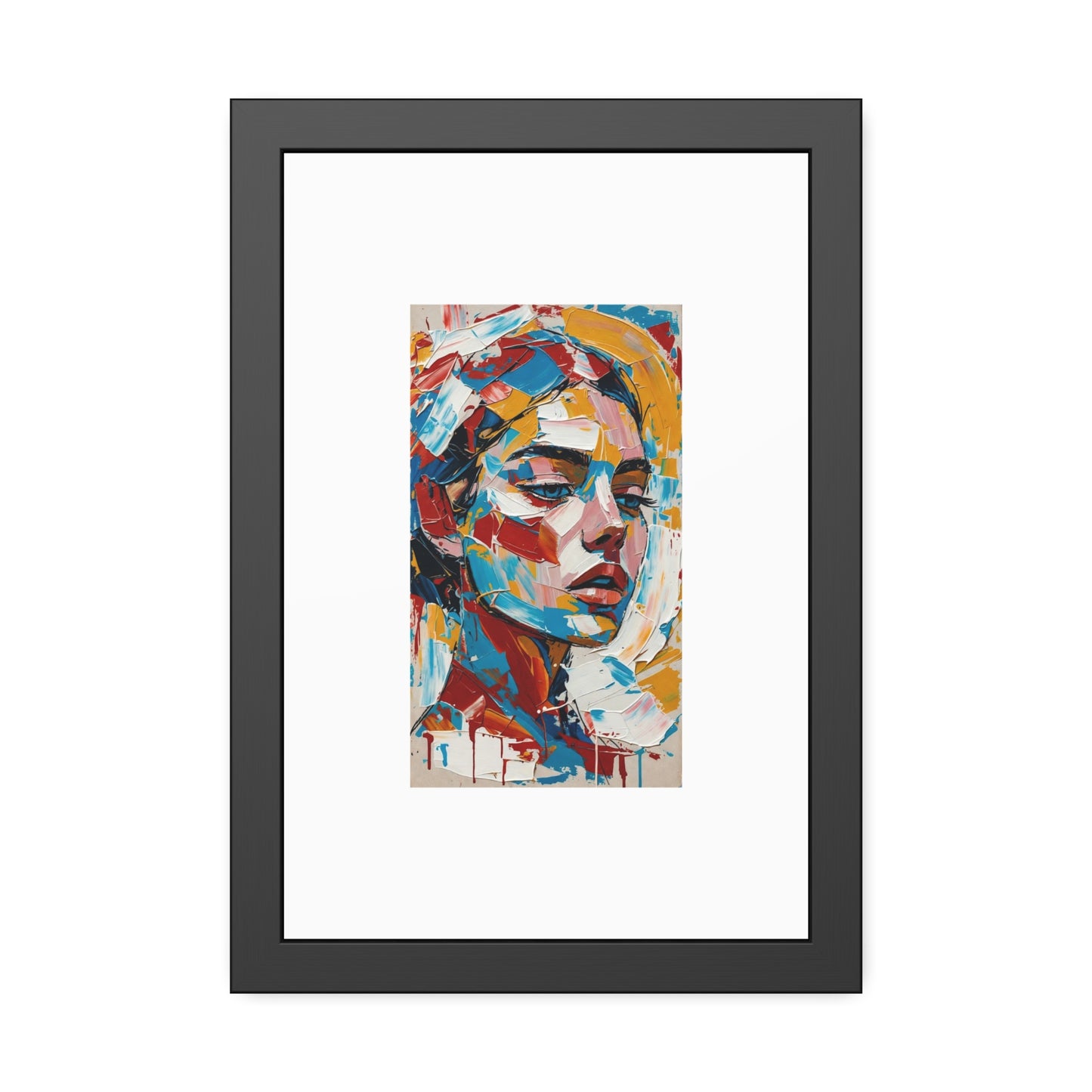Abstract Colorful Portrait Framed Paper Poster – Modern Art Print for Home & Office