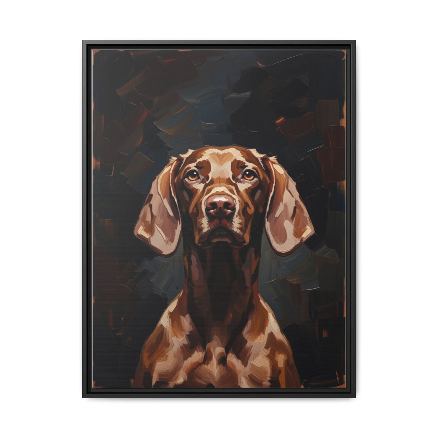 Framed Matte Canvas Dog Portrait – Brown Vizsla Wall Art