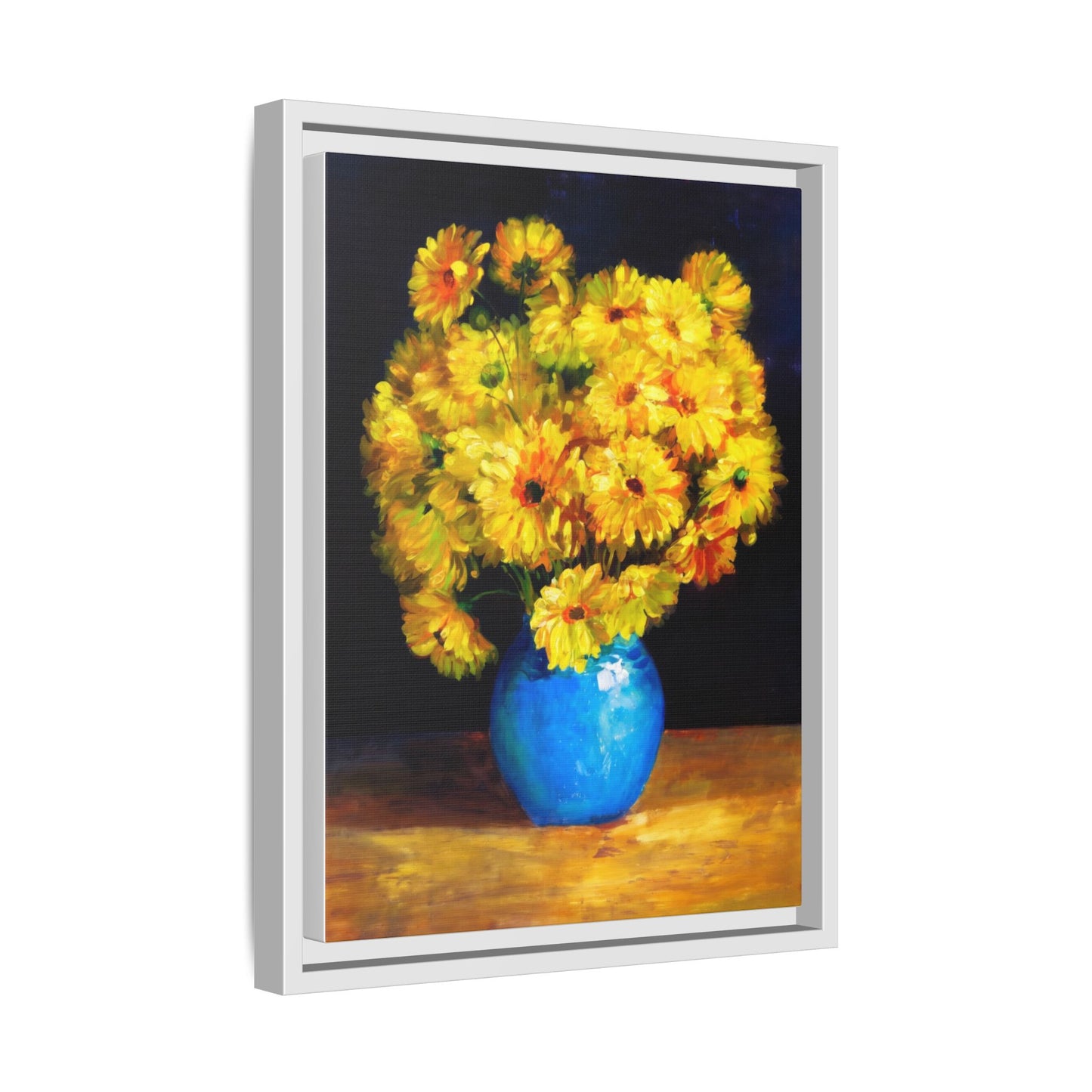 Yellow Daisy Bouquet Matte Canvas Framed Wall Art