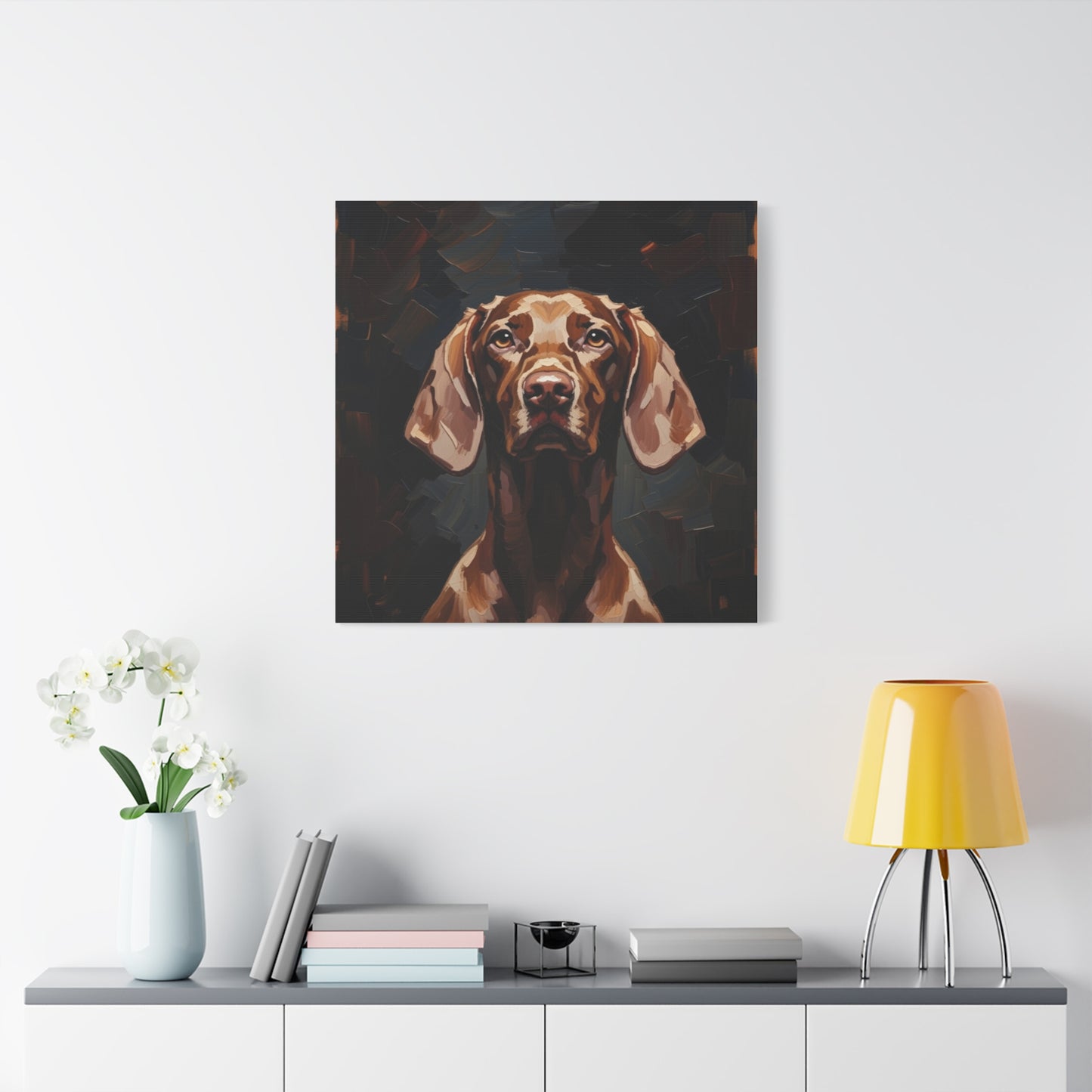 Chocolate Vizsla Canvas Wall Art — Matte Stretched Dog Portrait