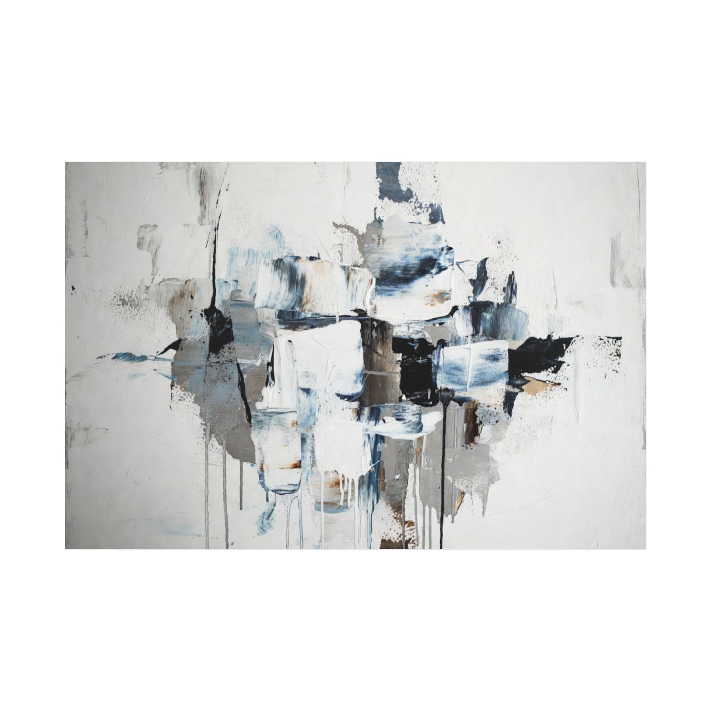 Abstract Blue & Gray Canvas Wall Art — Stretched Matte Canvas