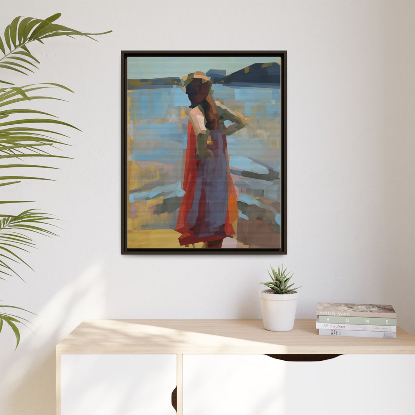 Framed Matte Canvas Print — Coastal Woman Abstract Art