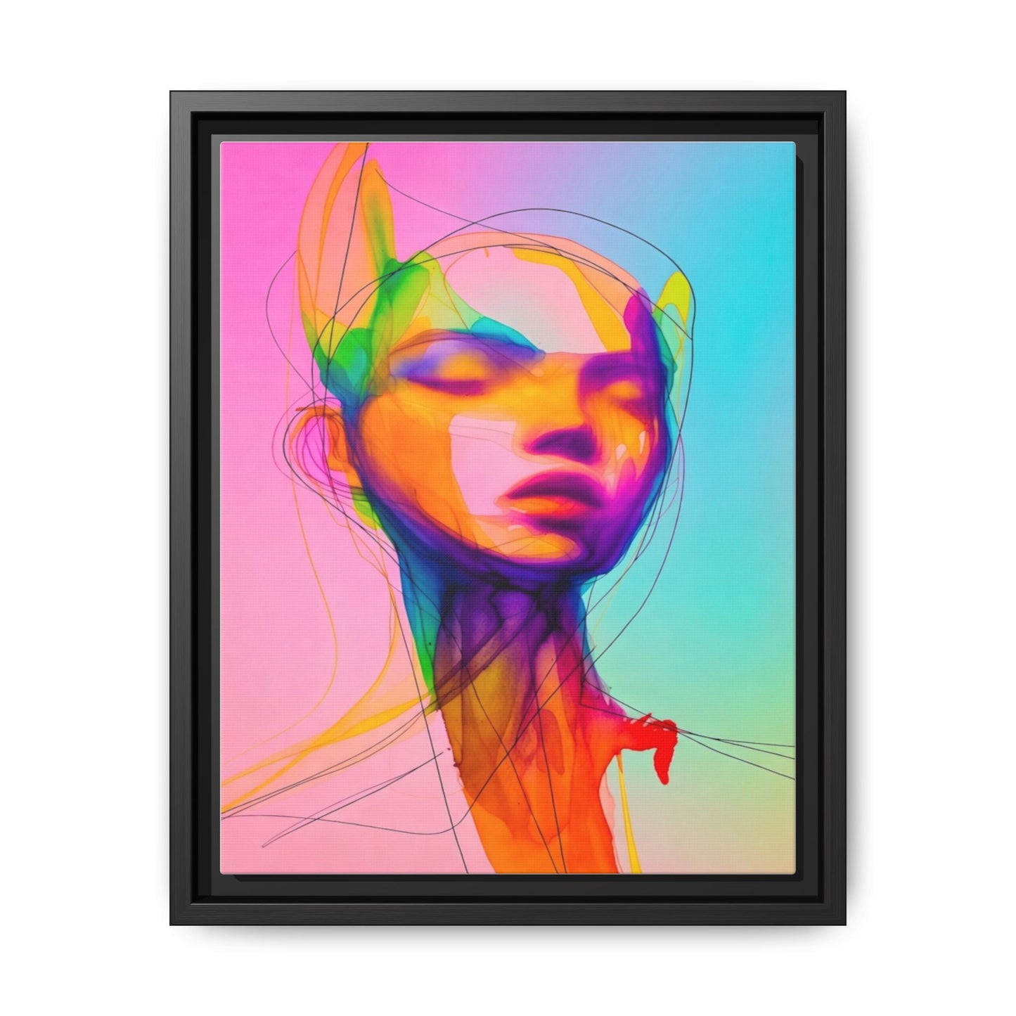Framed Matte Canvas Art — Vibrant Abstract Portrait Wall Print