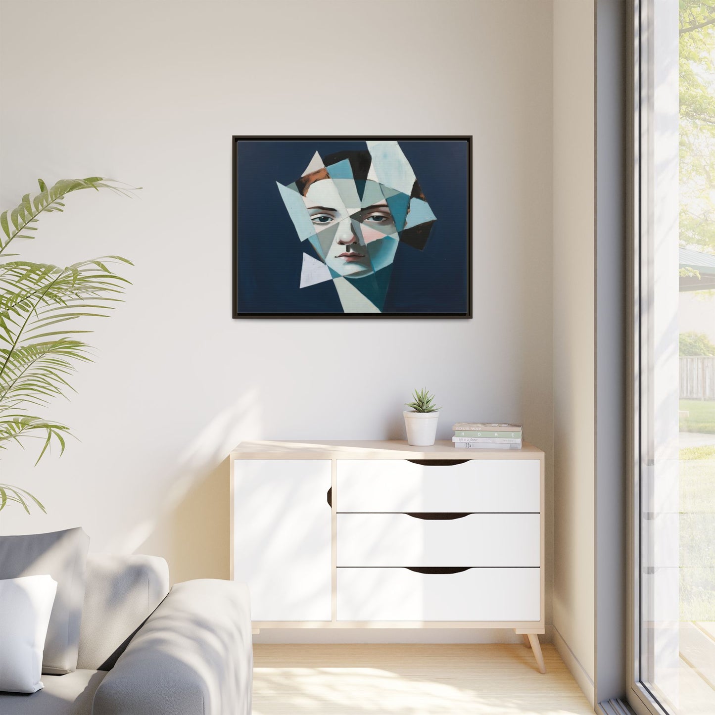 Abstract Fragmented Portrait Matte Canvas (Framed)