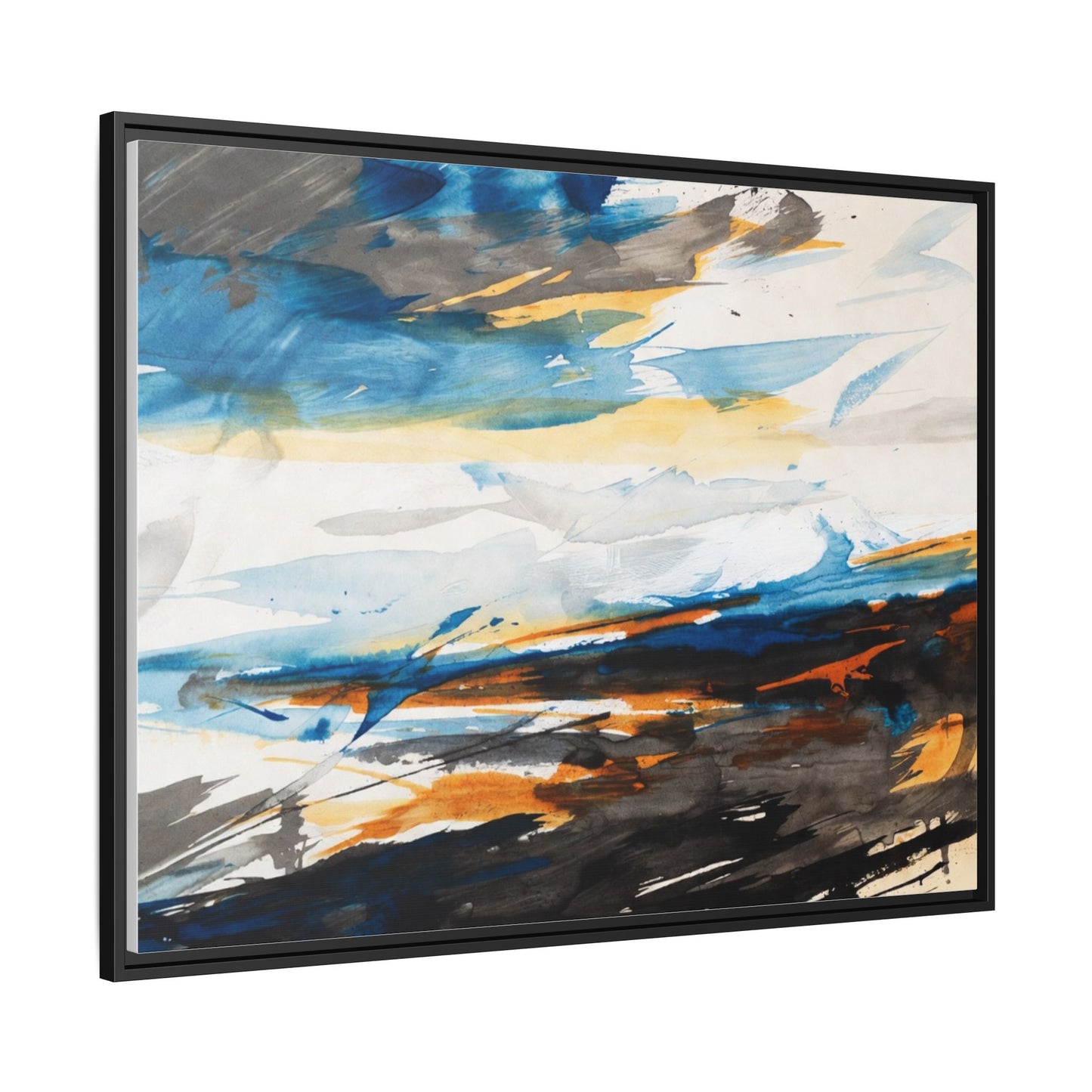 Abstract Coastal Waves Matte Canvas Framed Wall Art