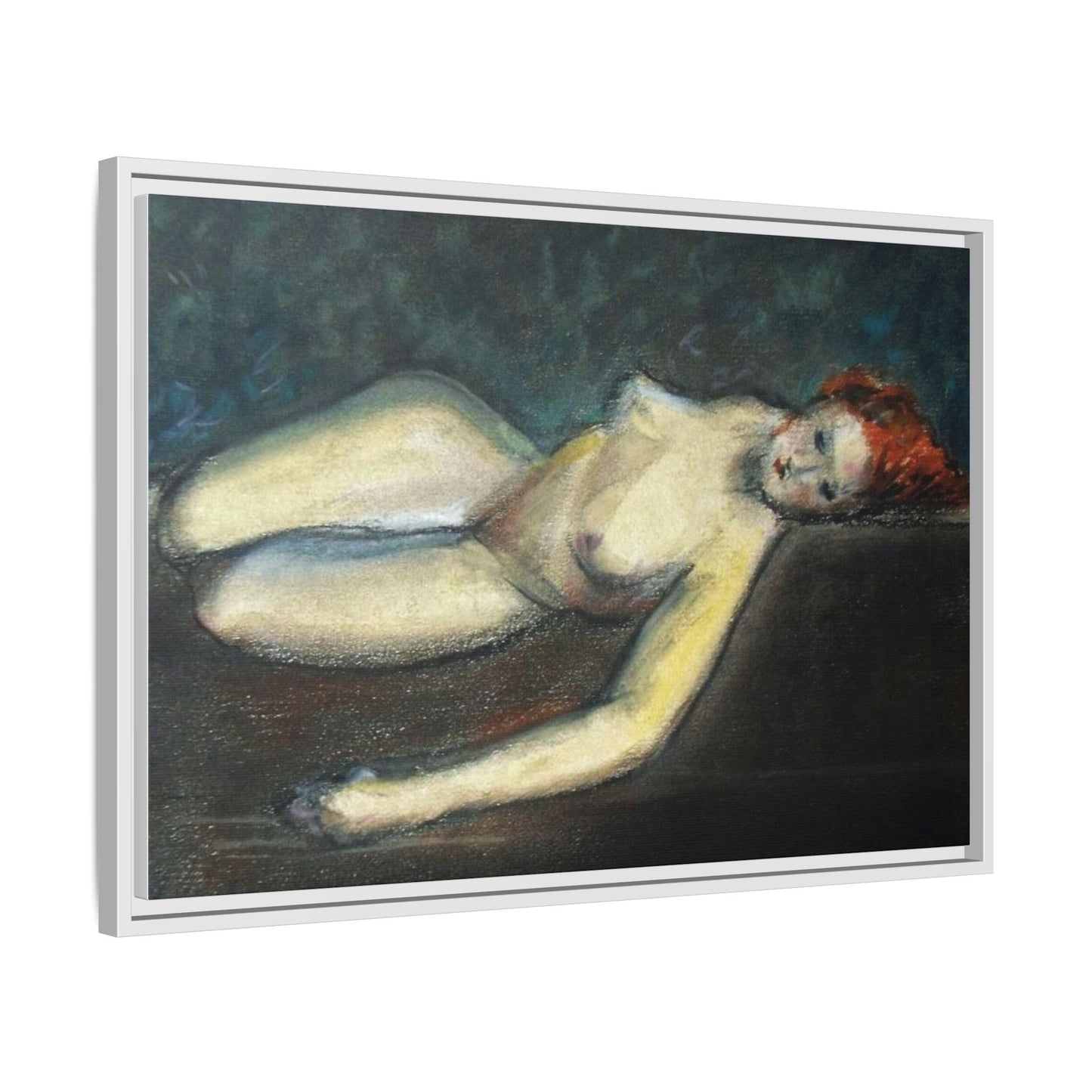 Lying nude by Paul Gosselin Framed Matte Canvas Wall Art Print