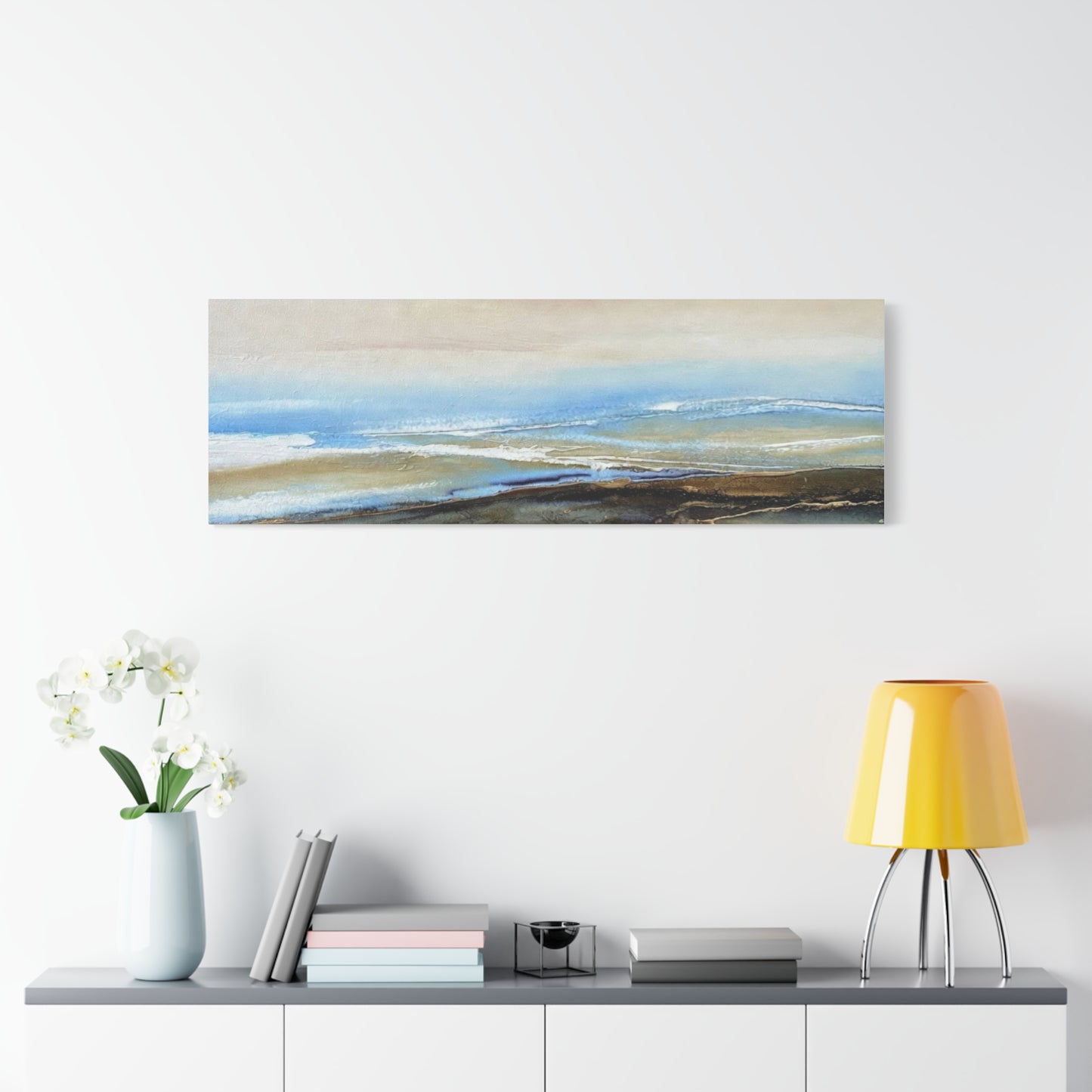 Coastal Abstract Matte Canvas Wall Art — Serene Ocean Horizon Stretch
