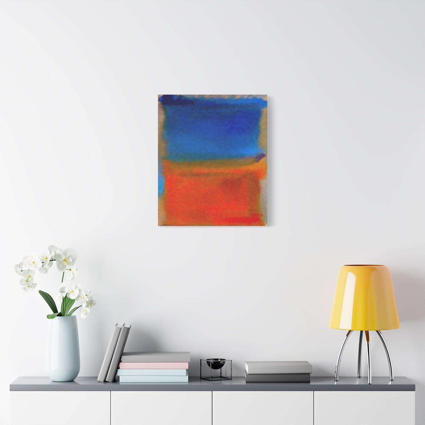 Abstract Blue and Orange Canvas Print — Modern Stretched Wall Art