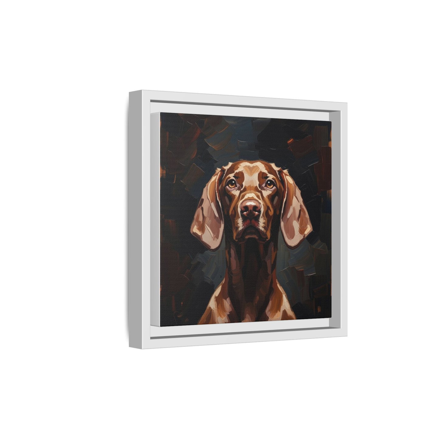 Framed Matte Canvas Dog Portrait – Brown Vizsla Wall Art