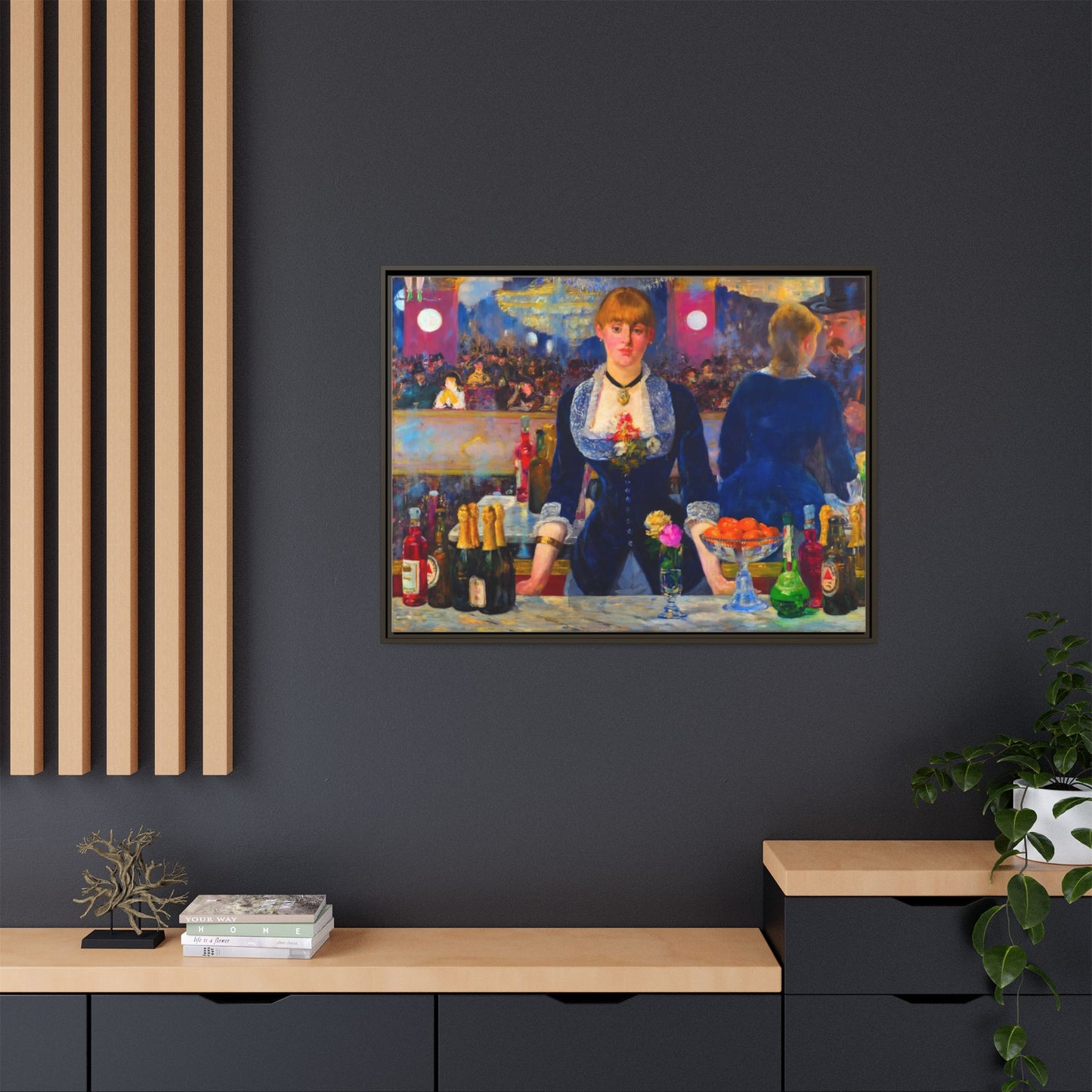 Framed Matte Canvas Print — Vintage Parisian Bar Scene