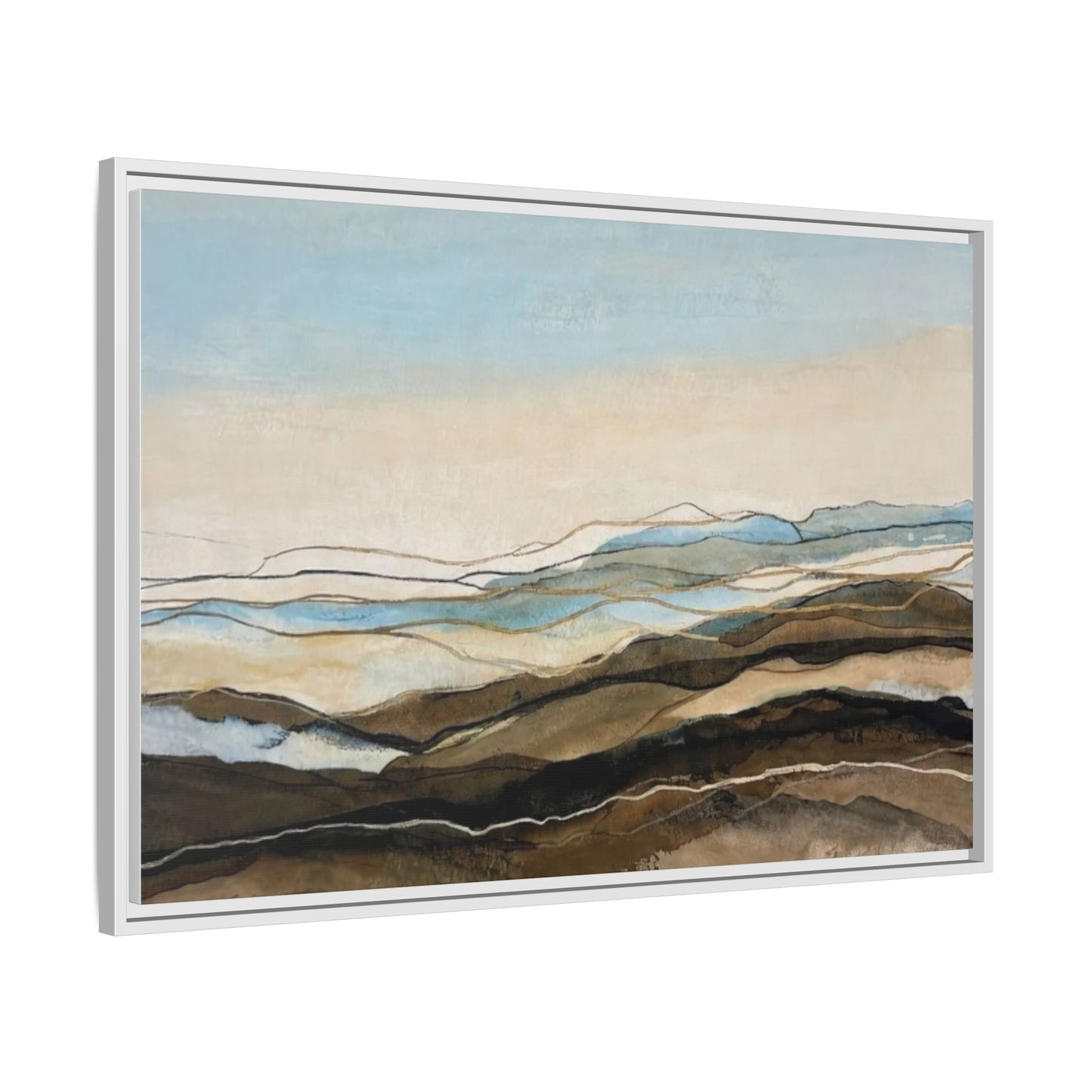 Framed Matte Canvas Print — Abstract Coastal Landscape Wall Art