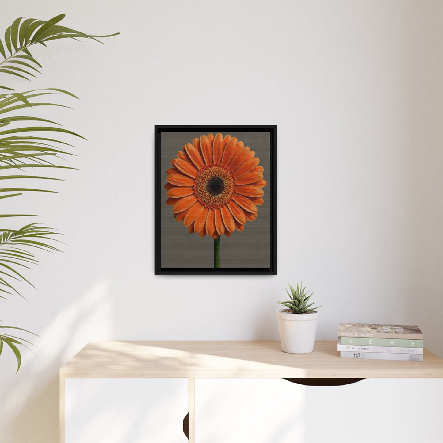 Orange Gerbera Daisy Matte Canvas Print (Framed)