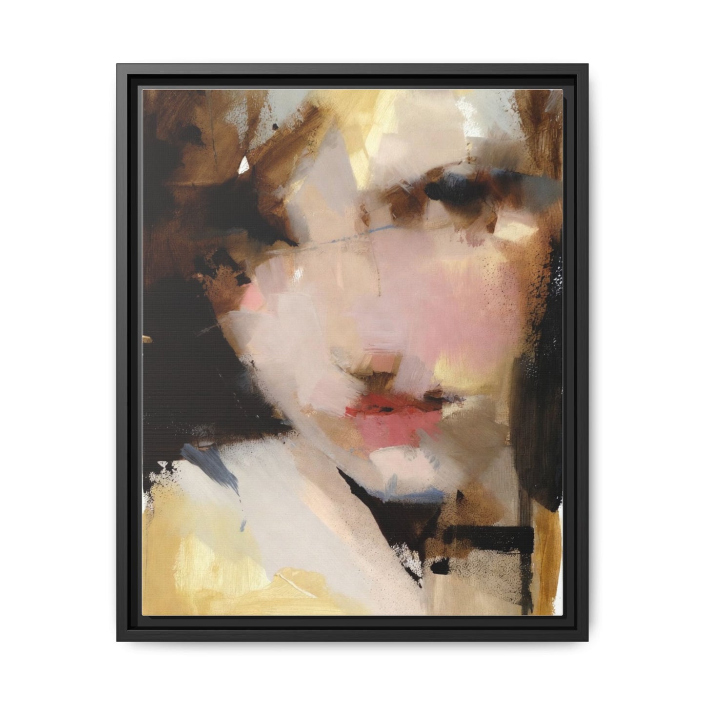 Abstract Portrait Matte Canvas Framed Print — Modern Feminine Wall Art