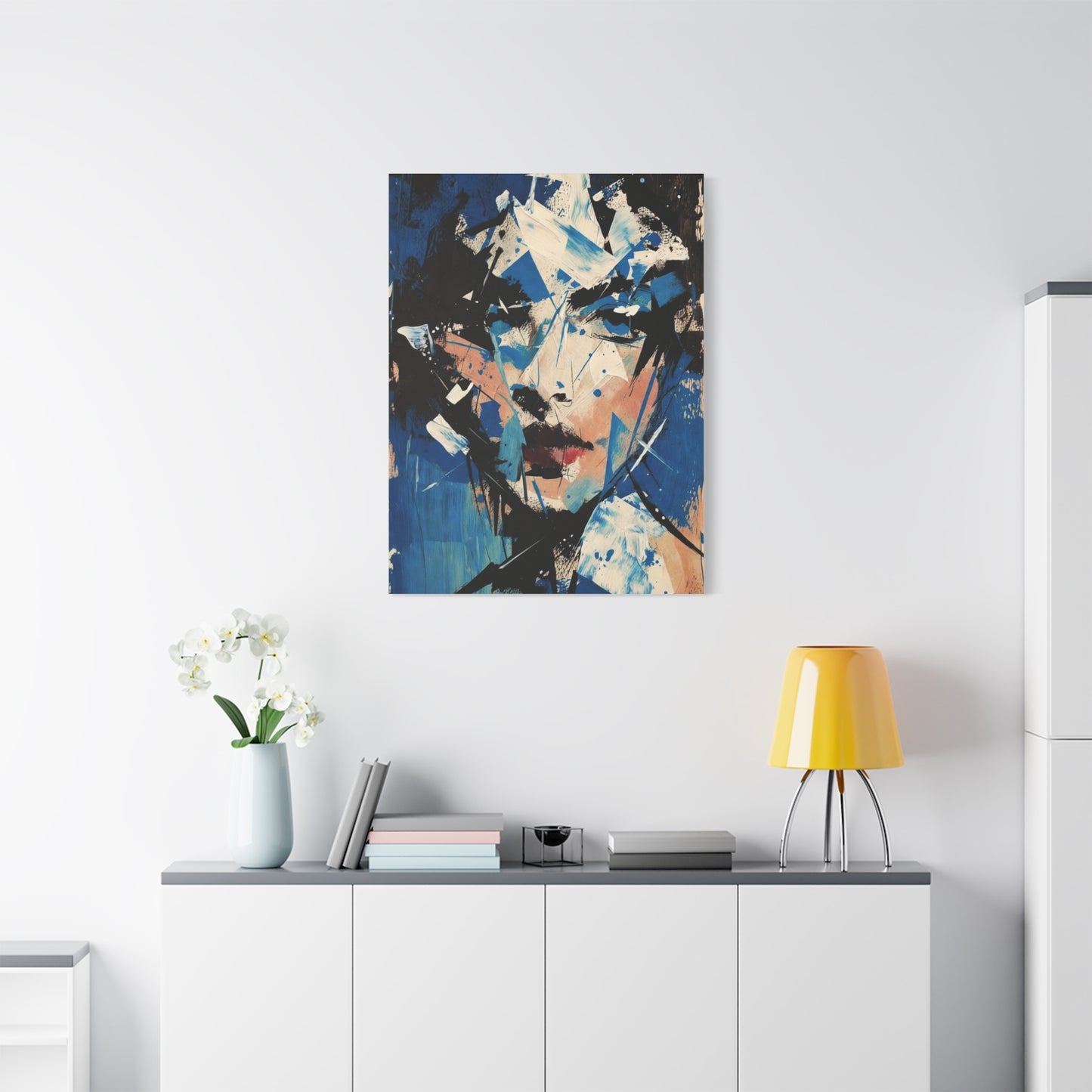 Abstract Blue Portrait Canvas Print — Modern Stretched Wall Art