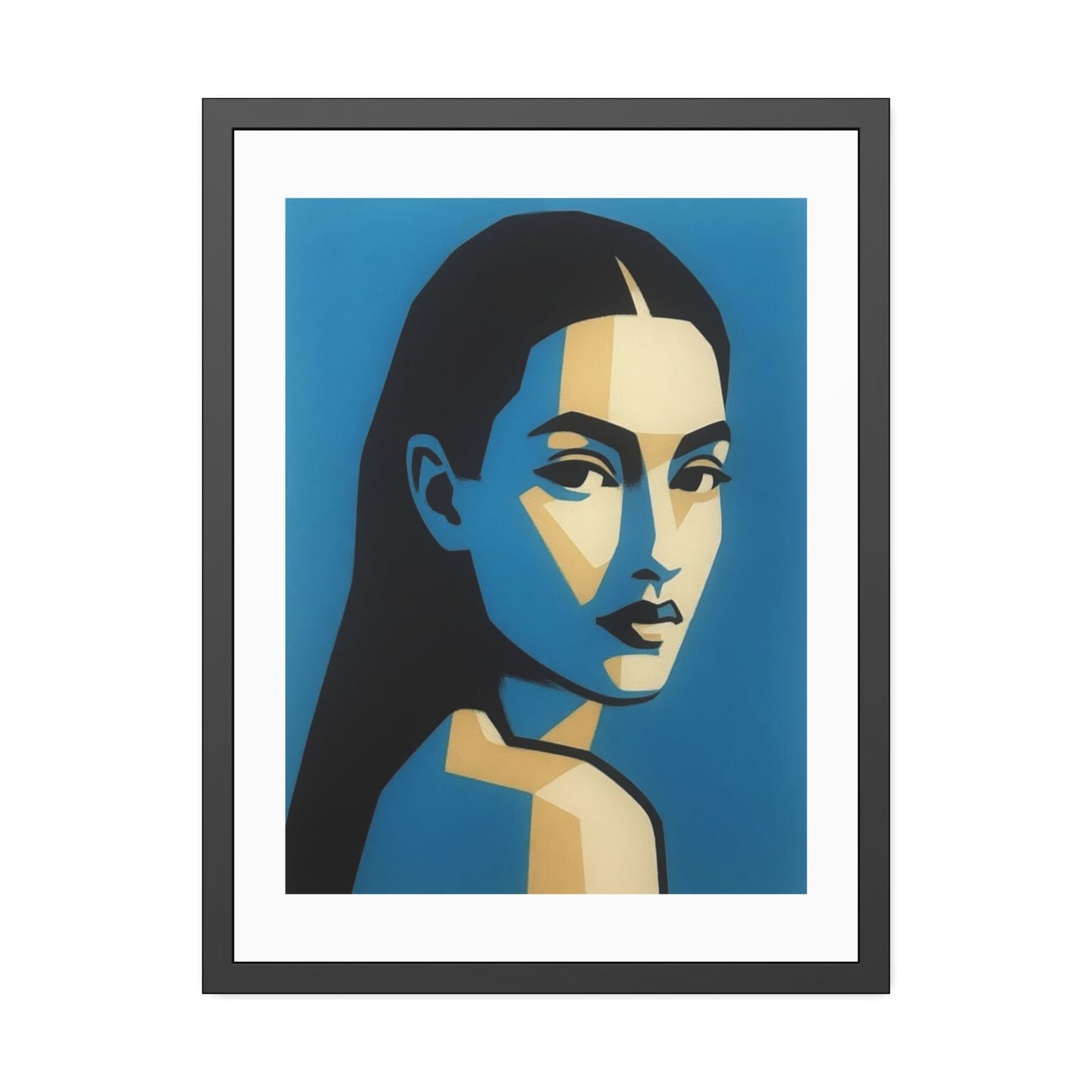 Framed Art Print — Blue Pop Portrait Poster