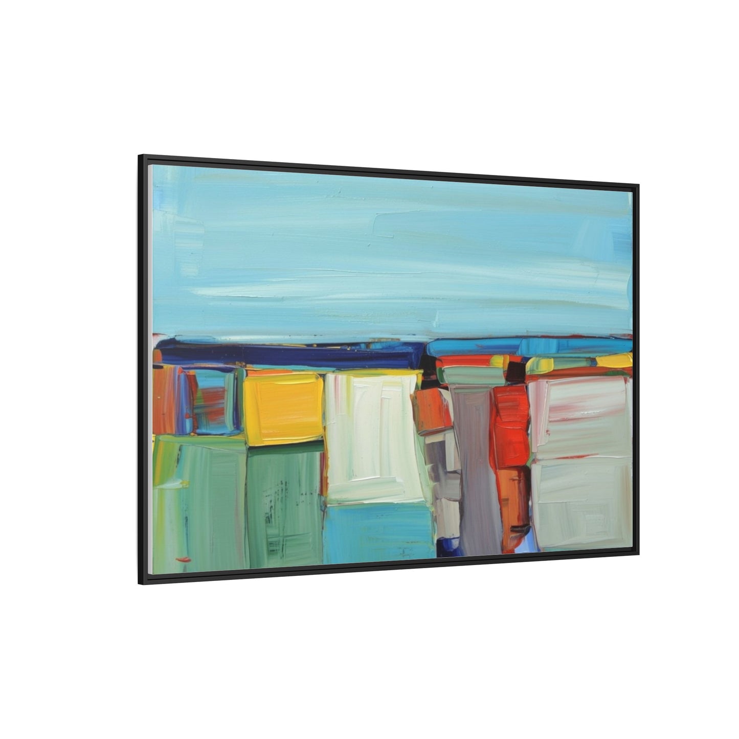 Abstract Coastal Blocks Matte Canvas Print (Framed)