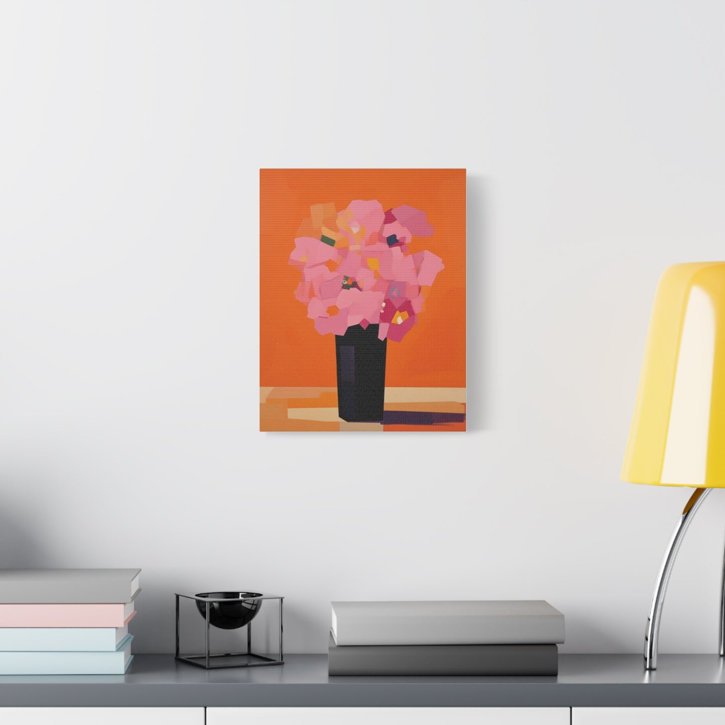 Modern Pink Flowers Canvas Print — Abstract Floral Wall Art