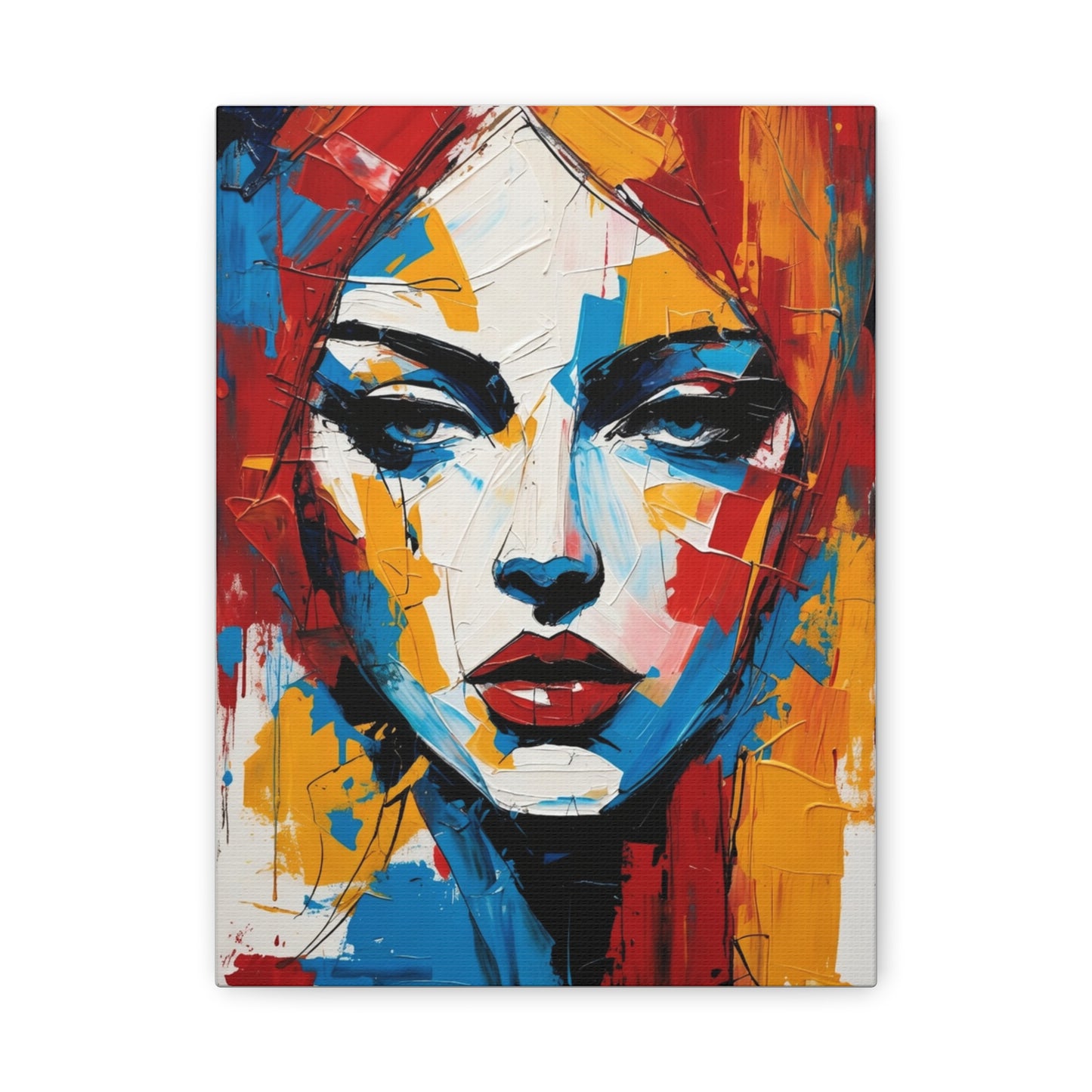 Abstract Portrait Canvas Print — Colorful Modern Woman Wall Art