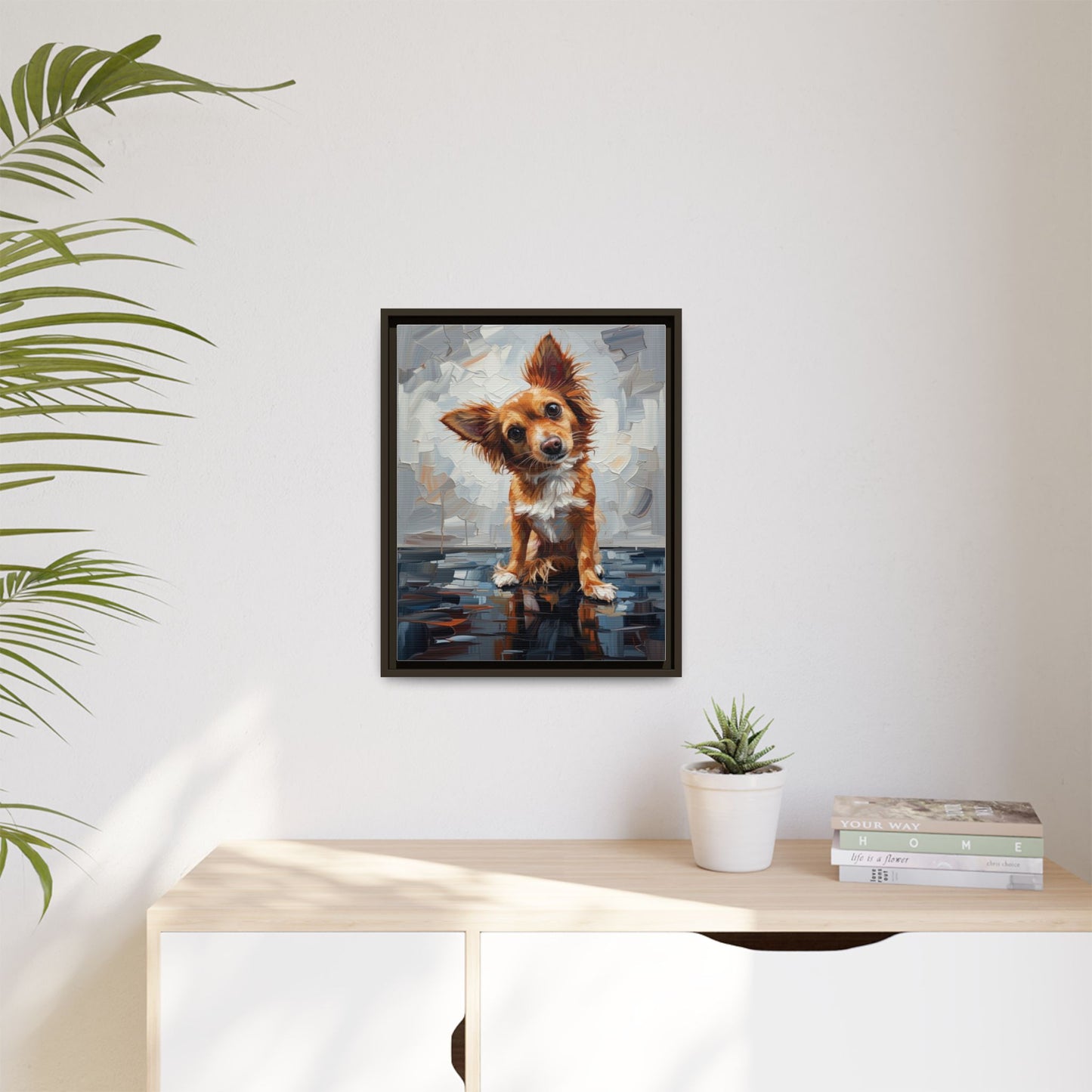 Framed Matte Canvas Print — Playful Brown Dog Portrait