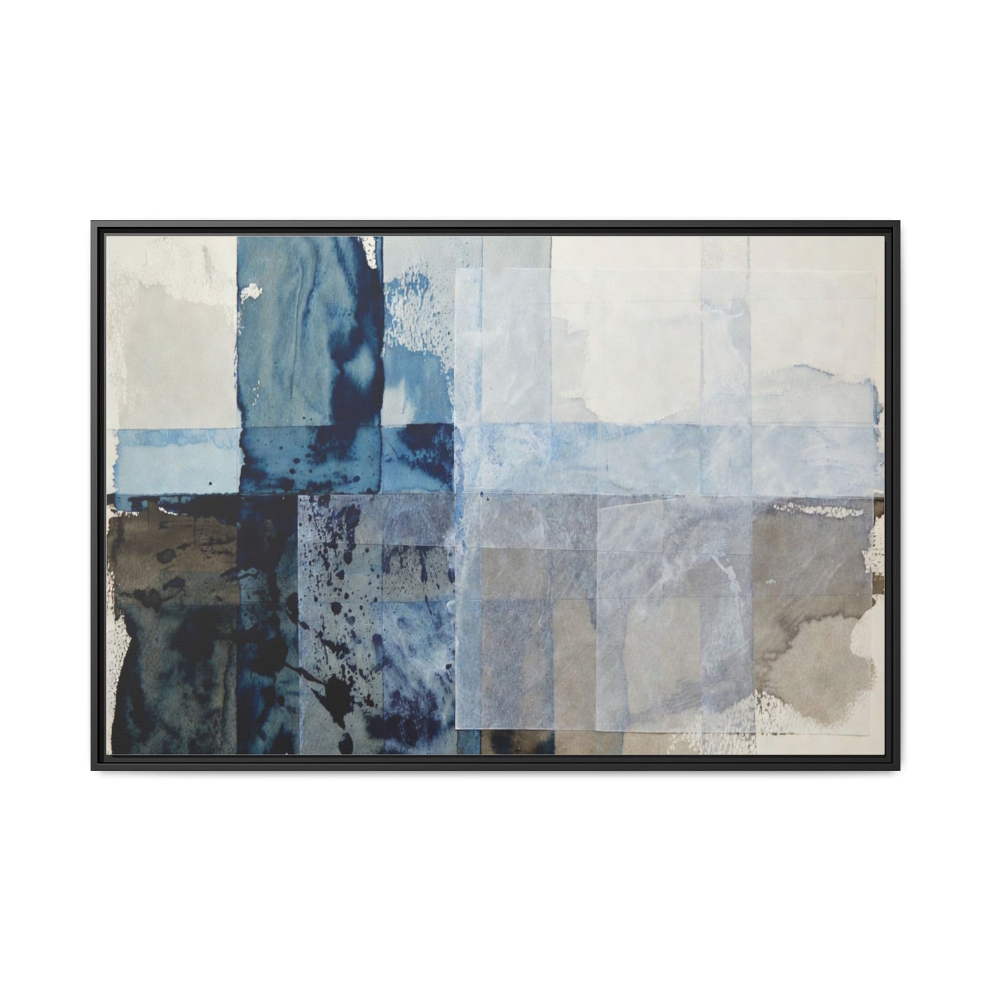 Abstract Coastal Blue Framed Canvas Art