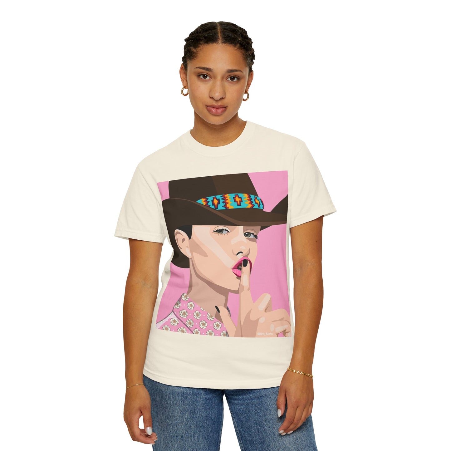 Cowgirl Pop Art T-Shirt — Pink 'Shh' Graphic Tee