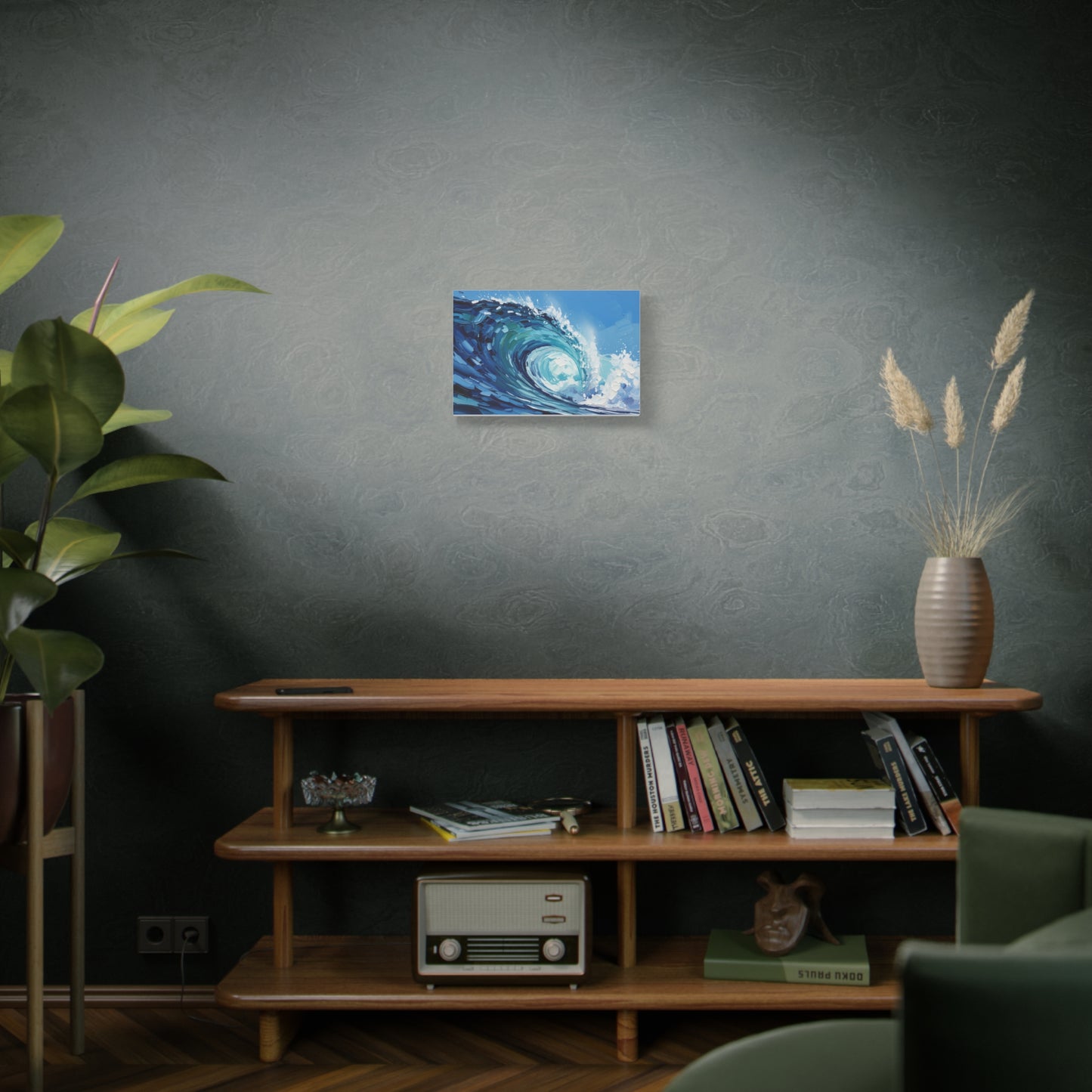 Ocean Wave Matte Canvas Wall Art — Blue Surf Wave Painting, Stretched 1.25"