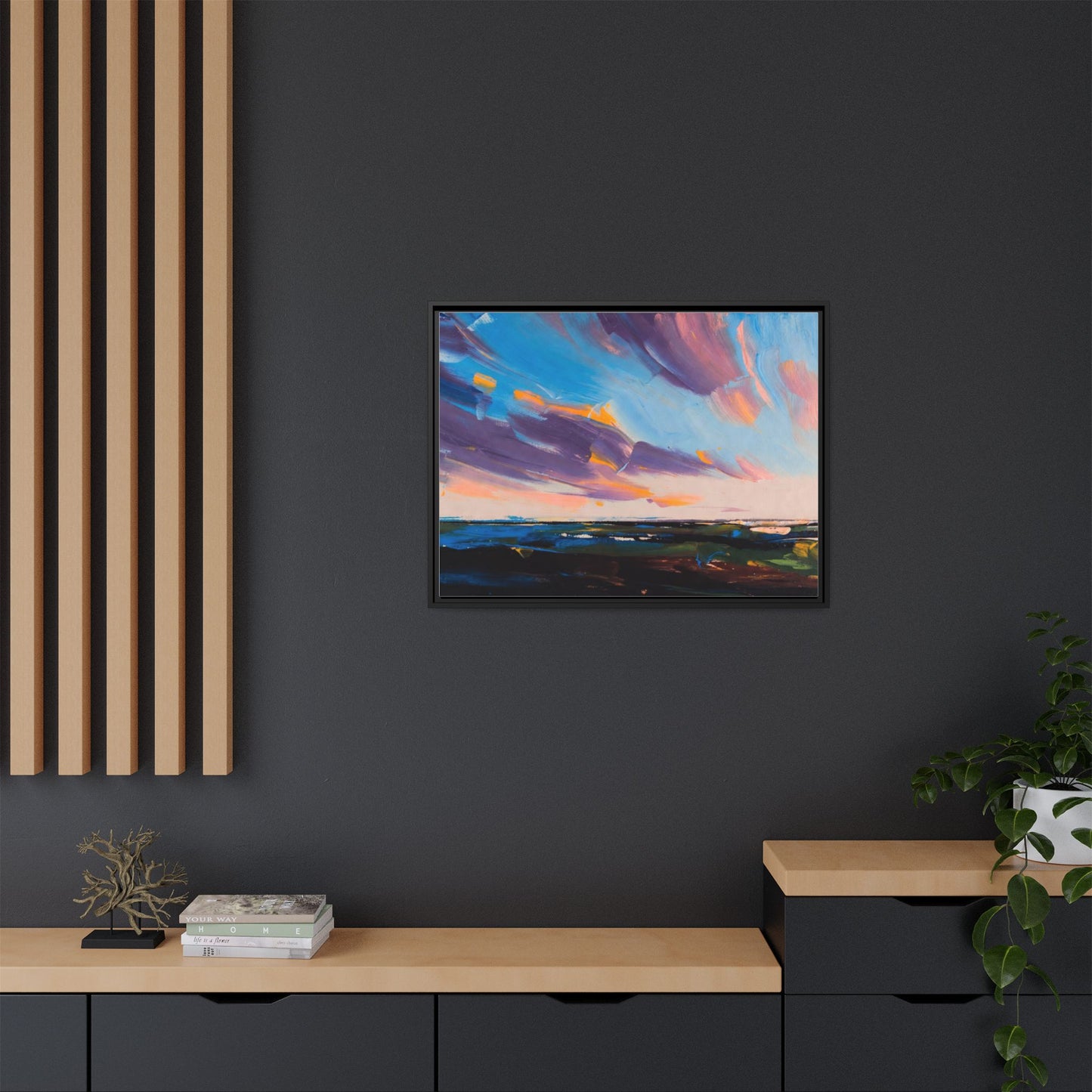 Framed Matte Canvas Abstract Seascape Sunset Art Print