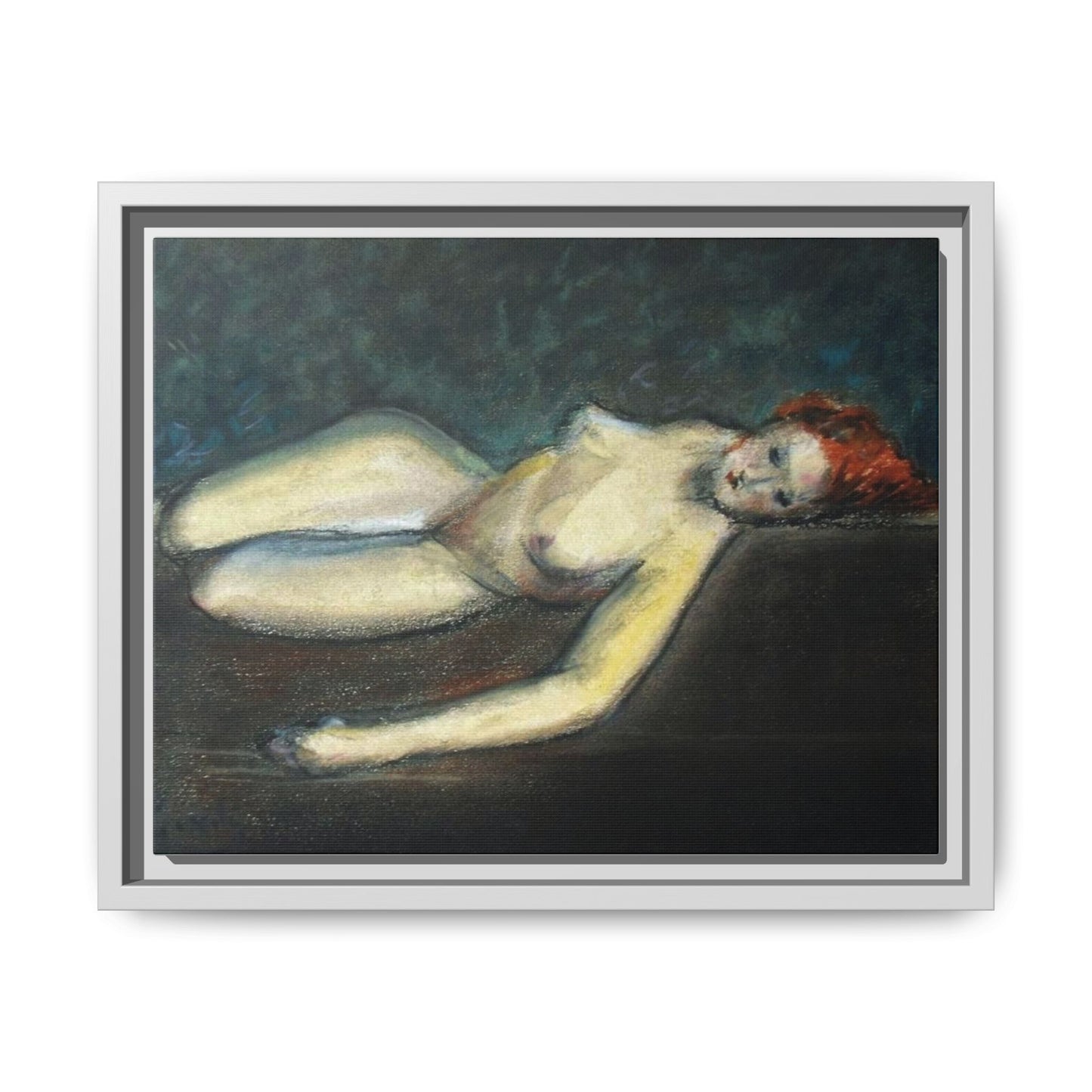 Lying nude by Paul Gosselin Framed Matte Canvas Wall Art Print