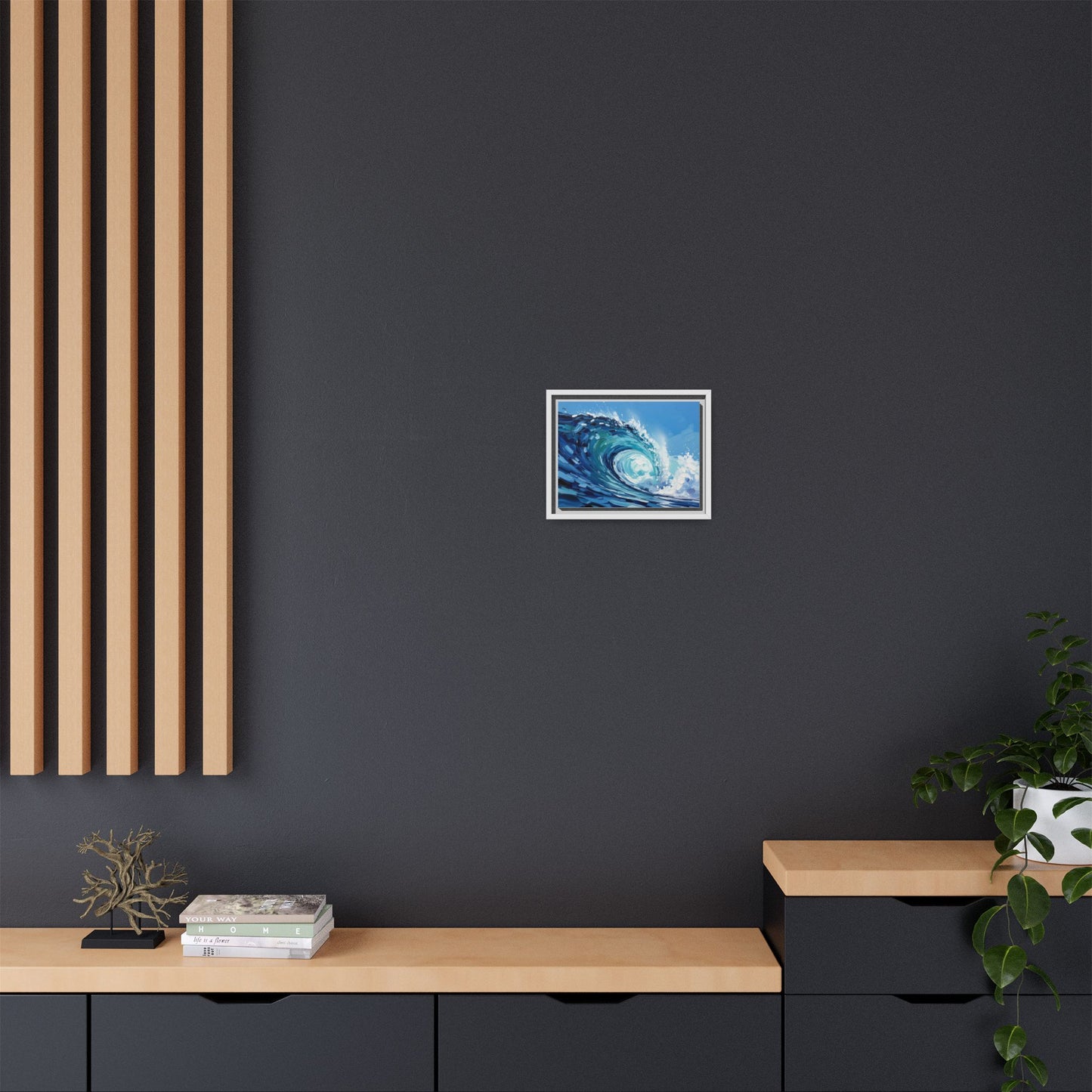 Framed Matte Canvas Wave Art — Blue Ocean Surf Wall Decor